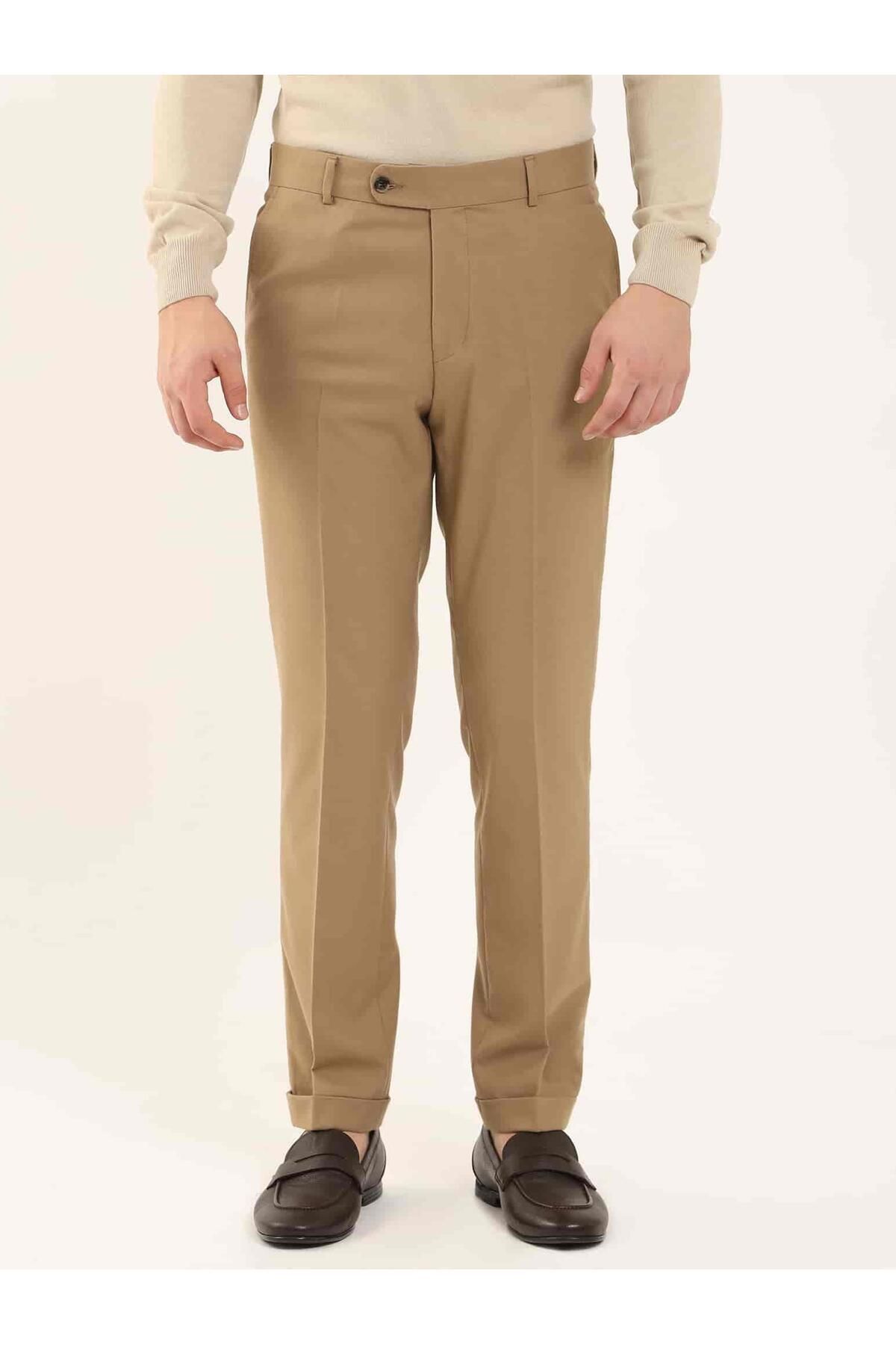 Dufy Camel Erkek Regular Fit Düz Klasik Pantolon - 97739
