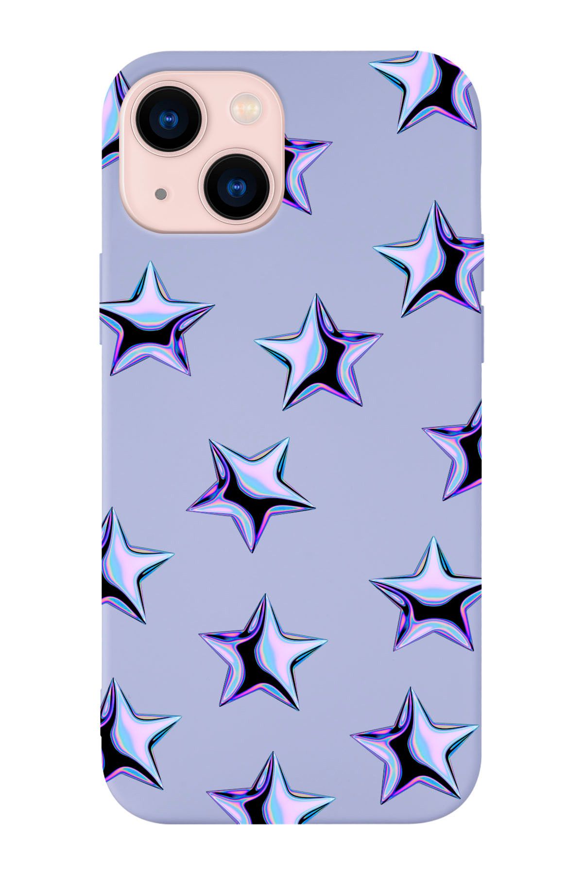 shoptocase Iphone 13 Uyumlu Mor Yıldızlar Desenli Lansman Silikon Telefon Kılıfı