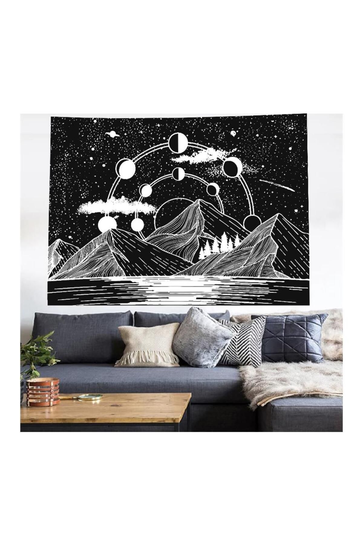 Köstebek Siyah Zussun Mountain Moon Duvar Halısı 70x100 cm