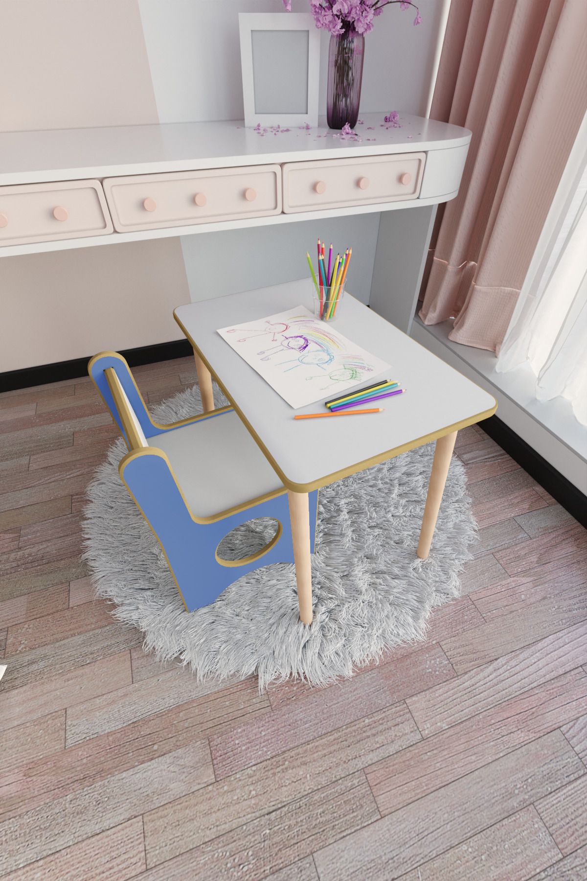 zeo wood design Montessori Çocuk Oyun & Aktivite & Çalışma Masa Ve Sandalye