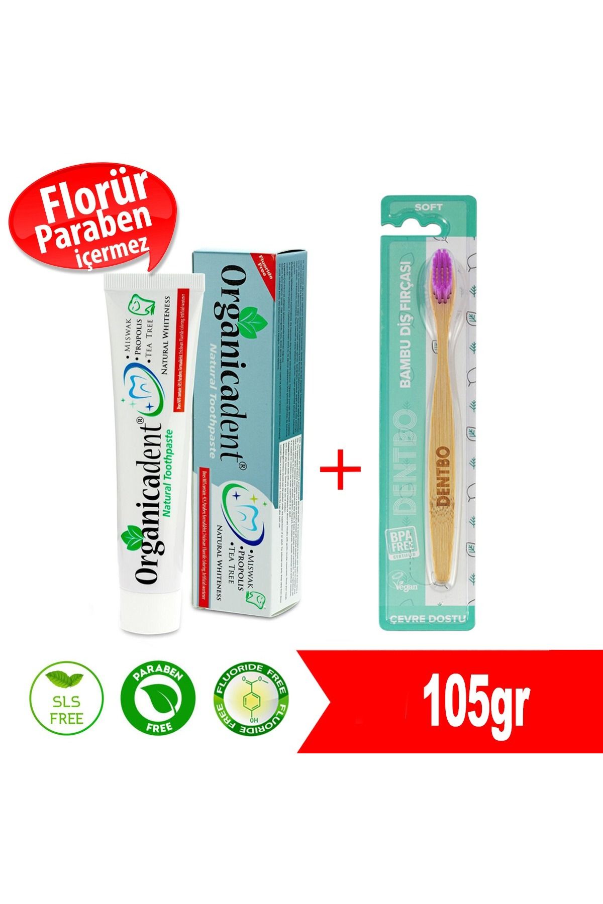 Organicadent Doğal Diş Macunu + Dentbo Diş Fırçası (LİLA)