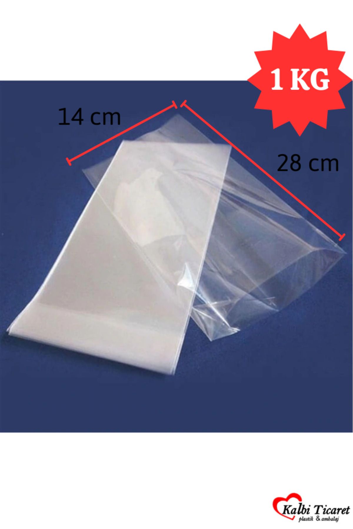Kalbi Ticaret Bakkaliye Torbası 1 Kg Şeffaf Naylon Torba 0,5'lik(YARIMLIK) 14x28 Cm Bakliyat Torbası Kalın Poşet