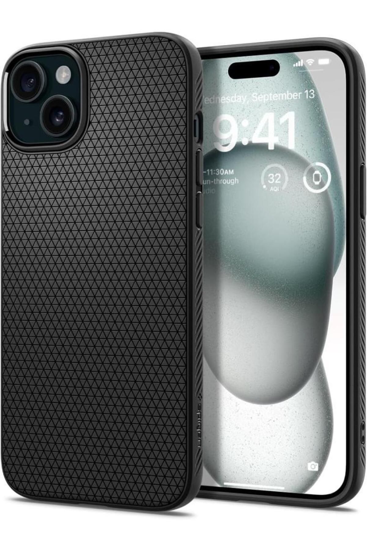 Spigen iPhone 15 Kılıf Liquid Air Matte Black - ACS06790