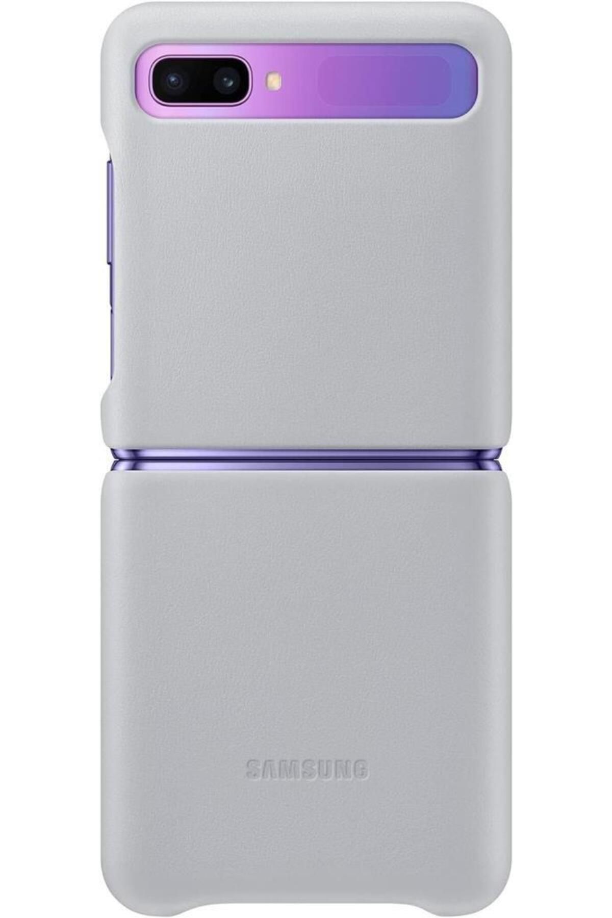 Samsung Galaxy Z Flip Deri Kılıf Gümüş Gri Ef-vf700lsegww