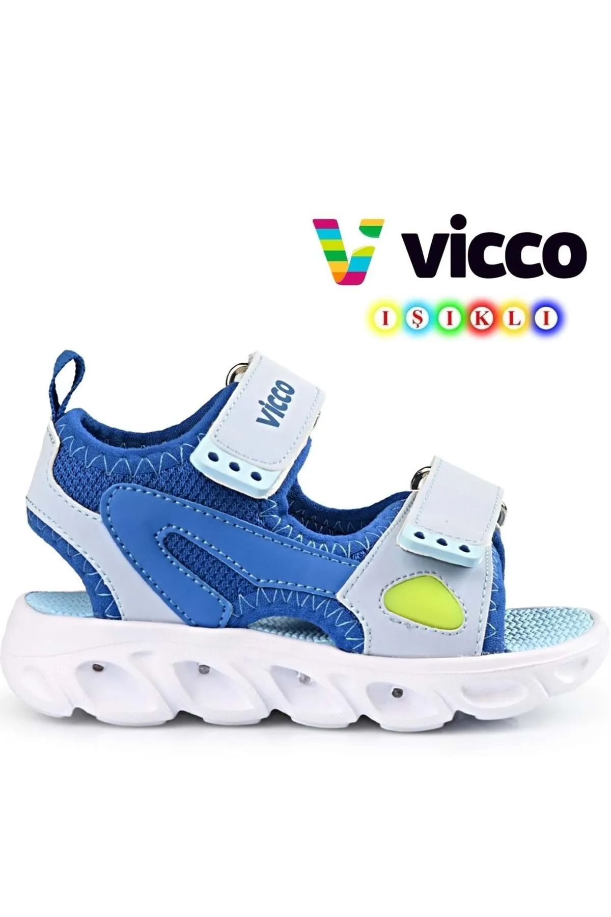 Vicco Erkek Işıklı Yazlık Terletmez Koku Yapmaz Kaydırmaz Taban Full Ortopedik Çocuk Sandalet.Ultra Hafif