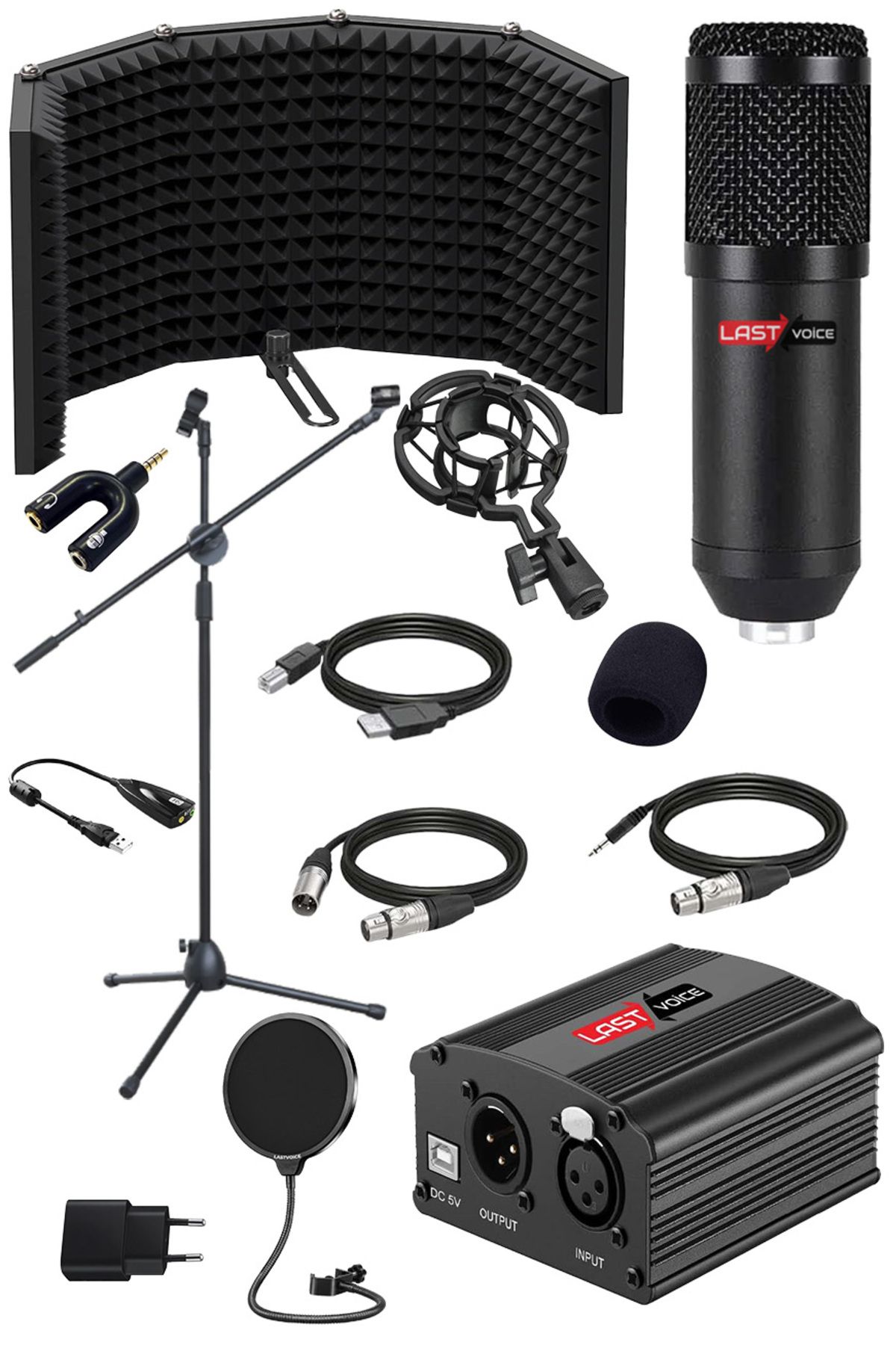 Lastvoice Bm800pfx Mikrofon Yalıtım Paneli Phantom Stand Filtre Shock Mount set