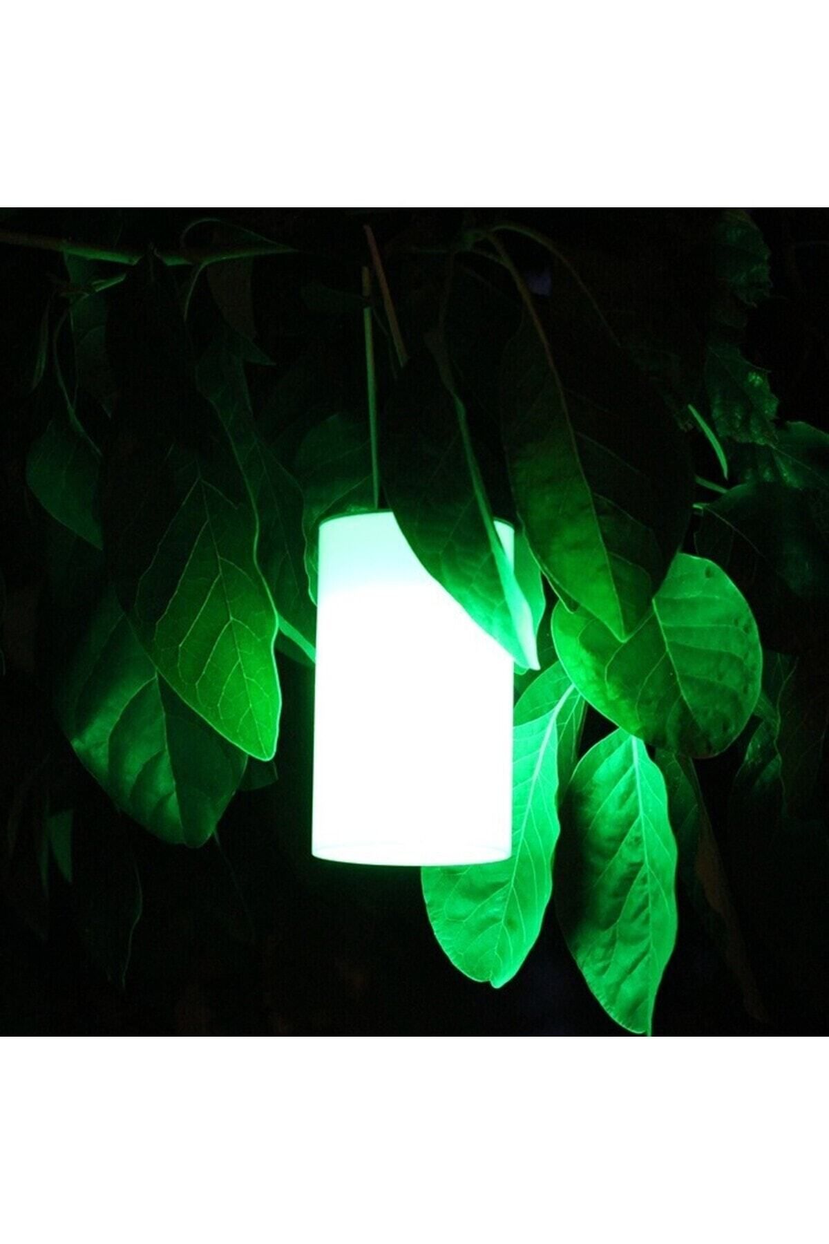 pixiperi Metal Güneş Enerjili Solar Lamba Yeşil Masa Üstü, Ağaç Lambası, Fener Askılı Aydınlatma 9x15,5cm