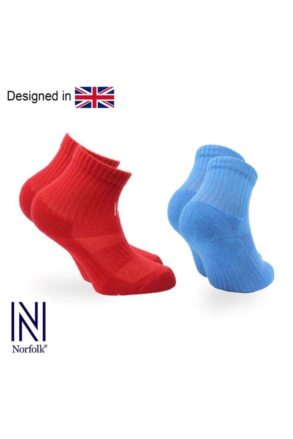 Norfolk Mavi Kırmızı Alvin I?kili Paket Çocuk Çorabı
