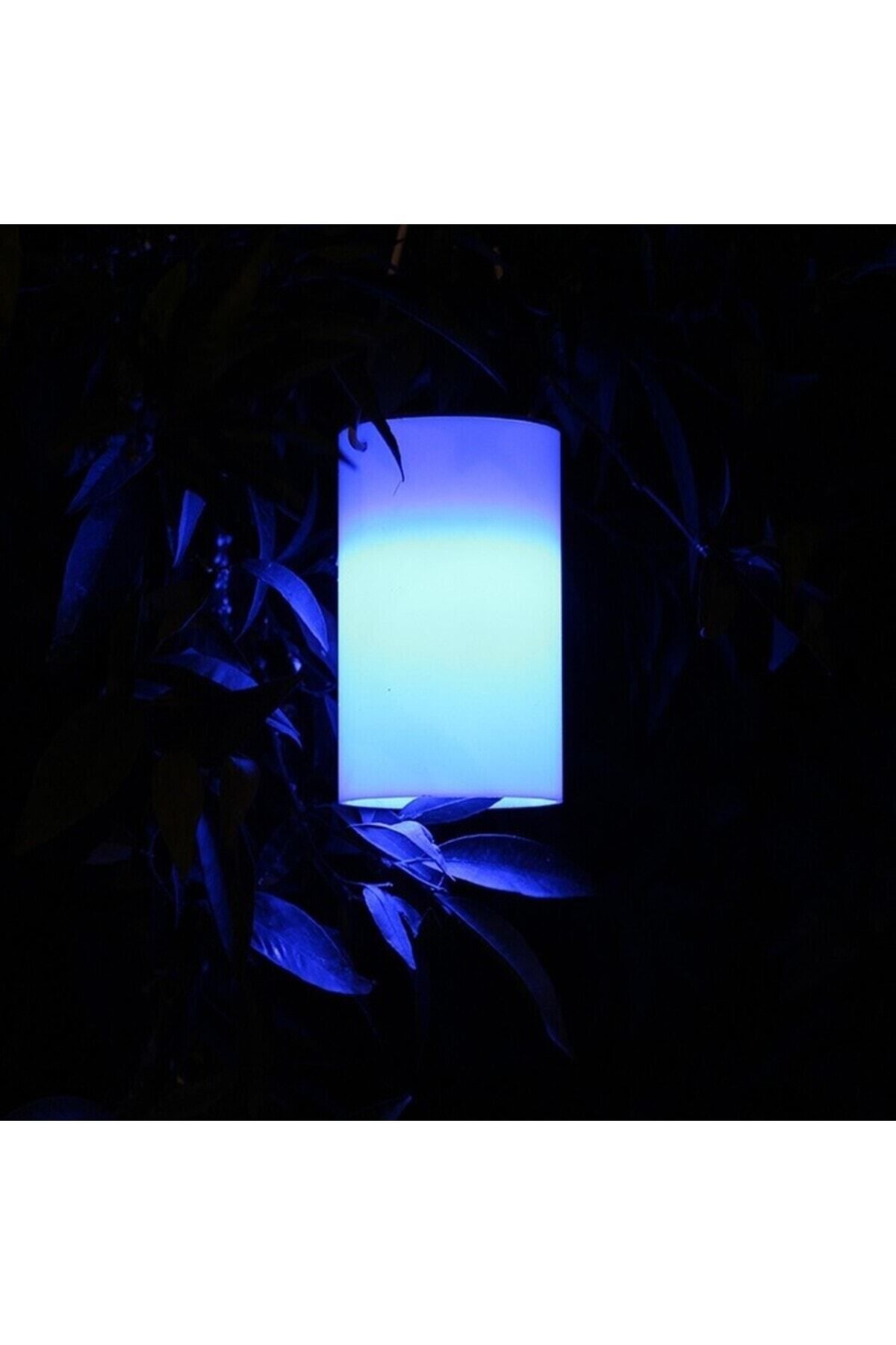 pixiperi Metal Güneş Enerjili Solar Lamba Mavi Masa Üstü, Ağaç Lambası, Fener Askılı Aydınlatma 9x15,5cm