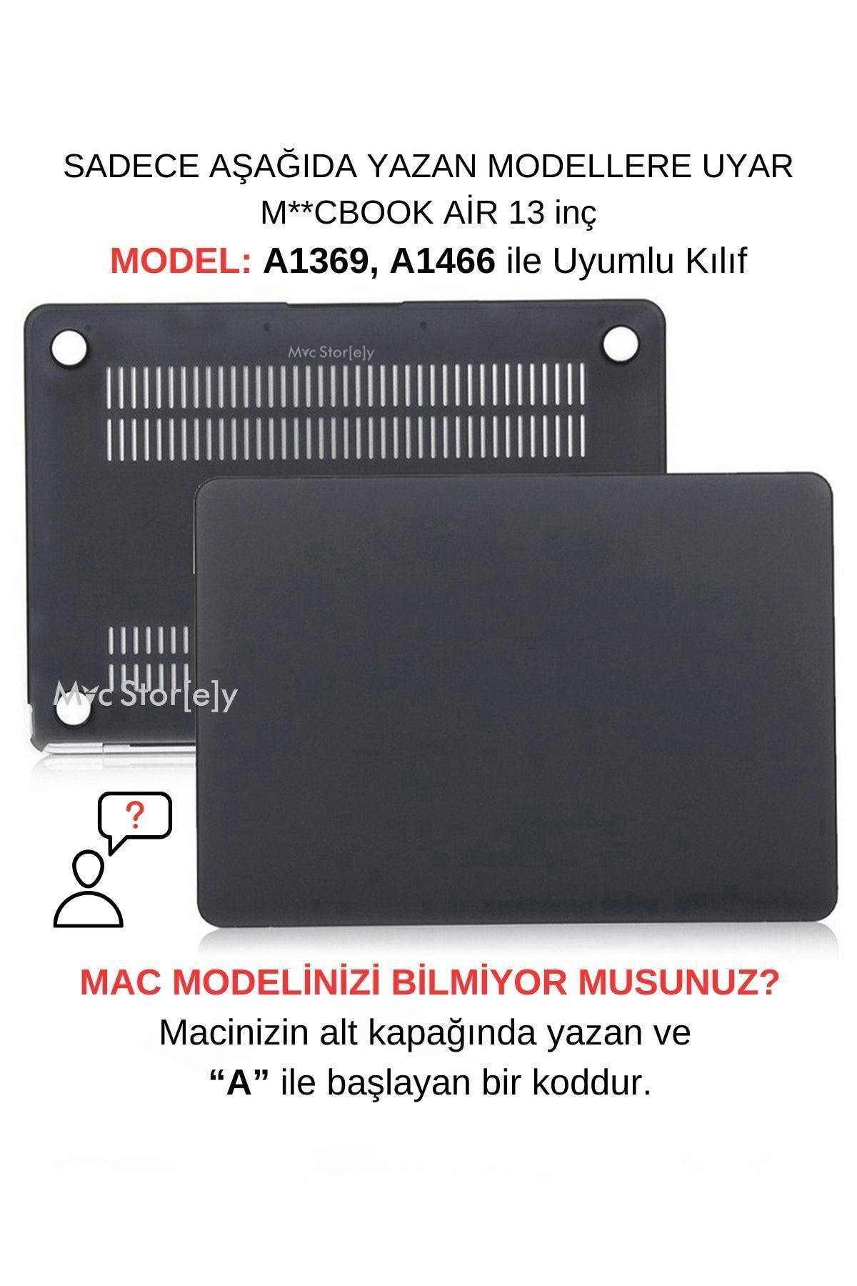 Mcstorey Macbook Air Kılıf 13inç (ESKİ USB'Lİ MODEL 2010-2017) A1369 A1466 Ile Uyumlu Mat