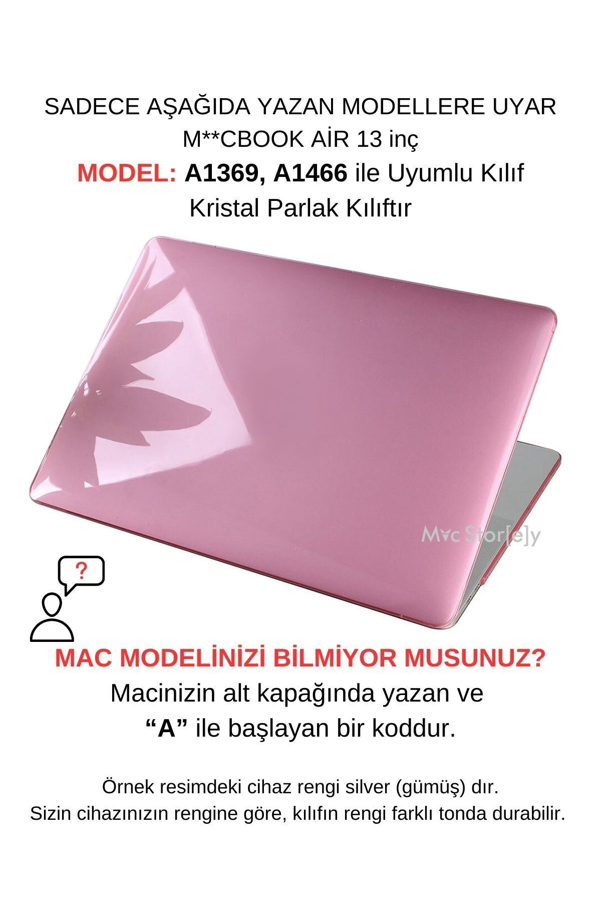 Mcstorey Macbook Air Kılıf 13inç (ESKİ USB'Lİ MODEL 2010-2017) A1369 A1466 Ile Uyumlu Parlak Kristal
