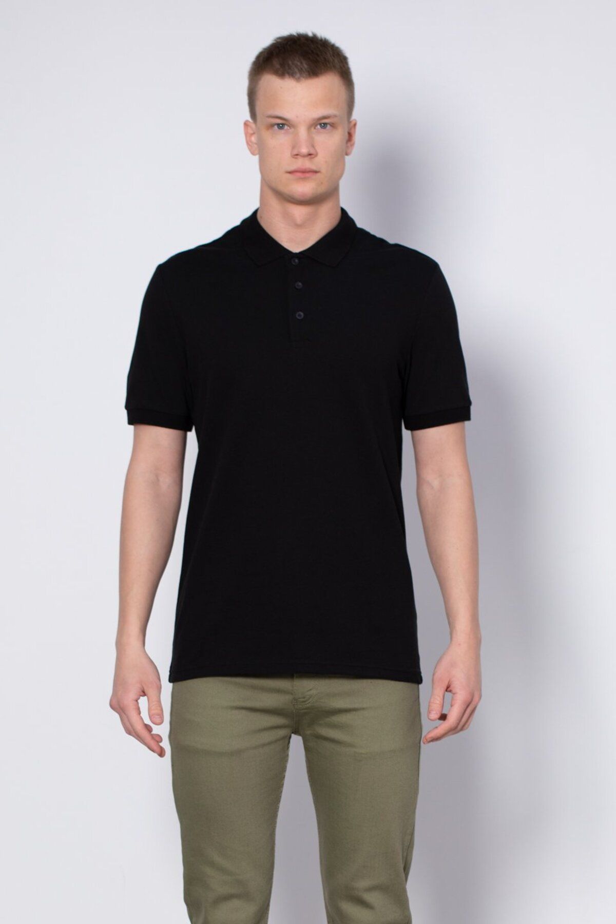 BARRELS AND OIL Regular Fit Polo Pike T-Shirt - Siyah