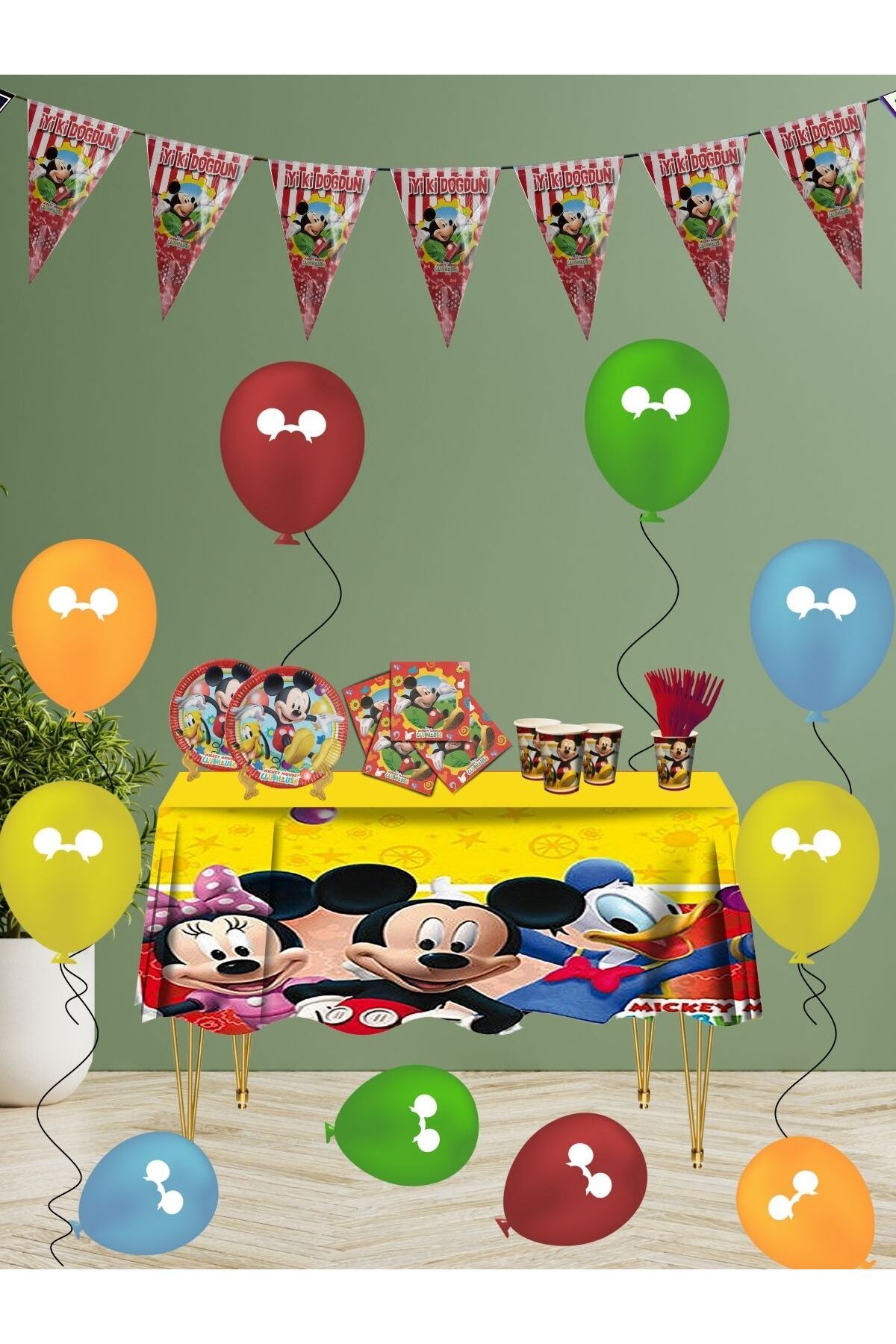 Mickey Mouse 16 Kişilik Doğum Günü Parti Malzemeleri Süsleri Seti EKOST