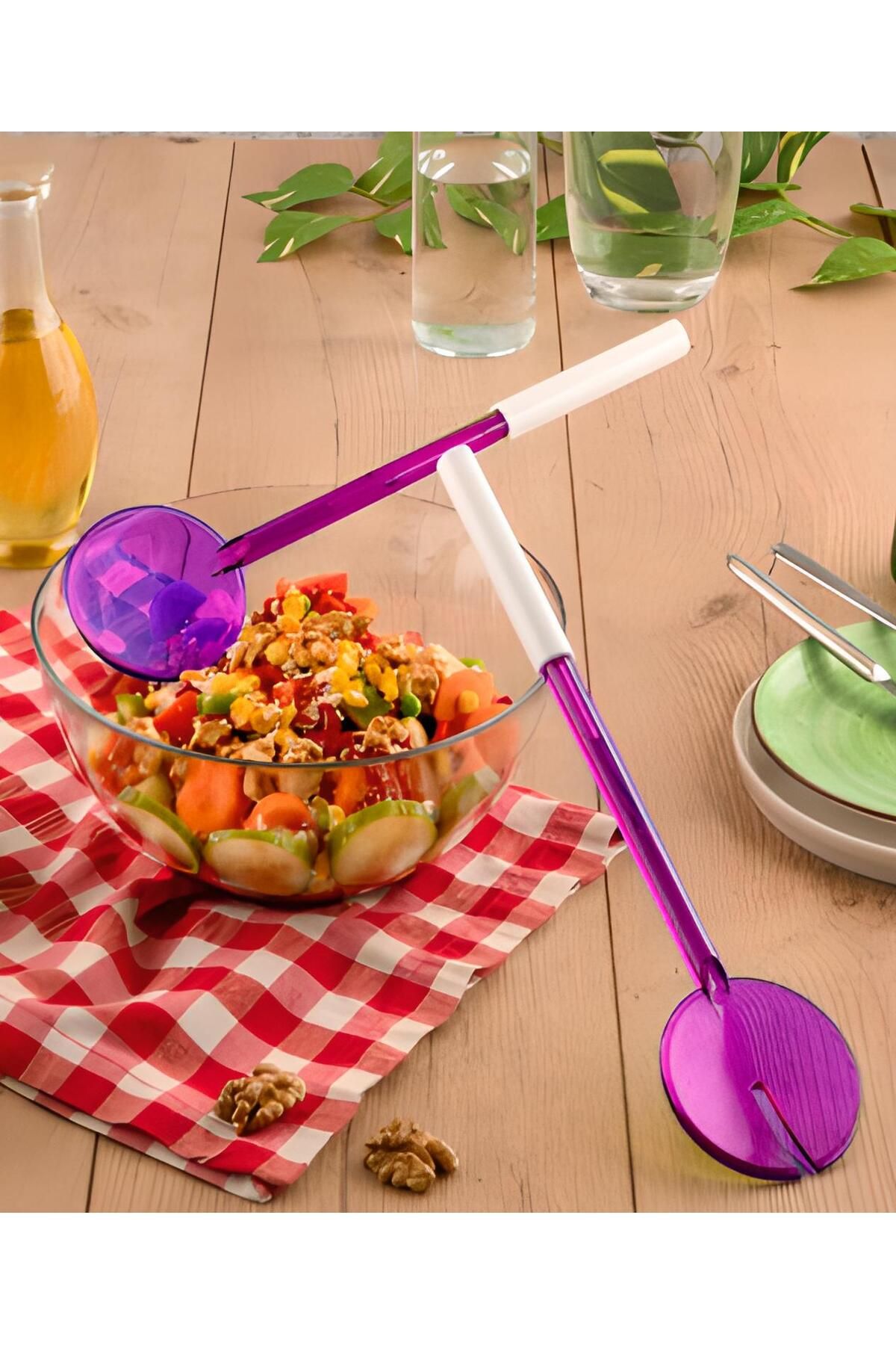 bk&tk design Salata Kepçe Kaşık Seti - 2'li  Servis Seti Karıştırma Kaşığı