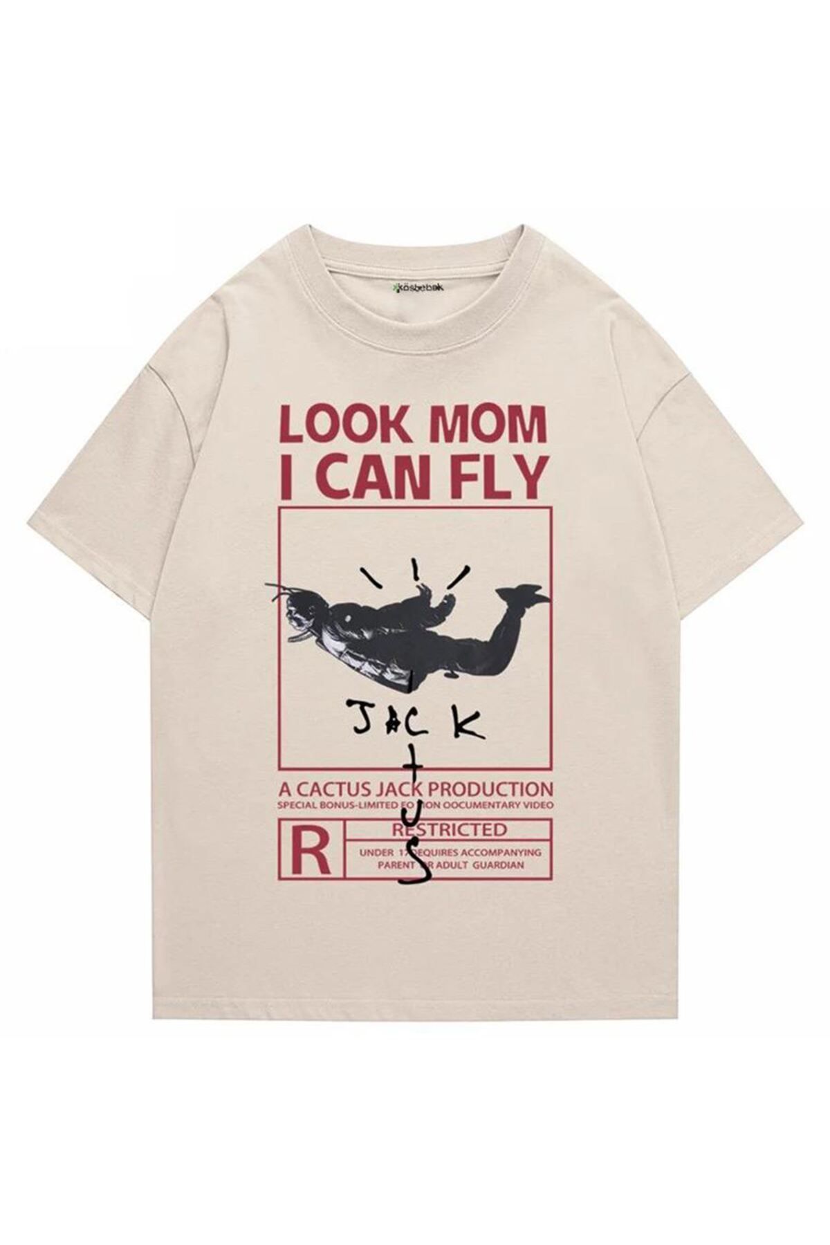 Köstebek Bej Travis Scott: Look Mom I Can Fly (unisex) T-shirt