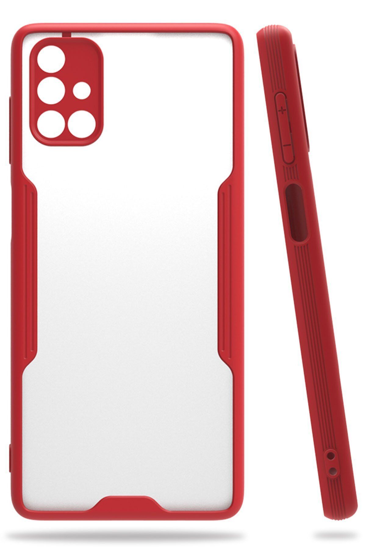 cepmoda Samsung Galaxy M51 Kırmızı Renkli Ultra İnce Telefon Kılıfı Slim Kapak