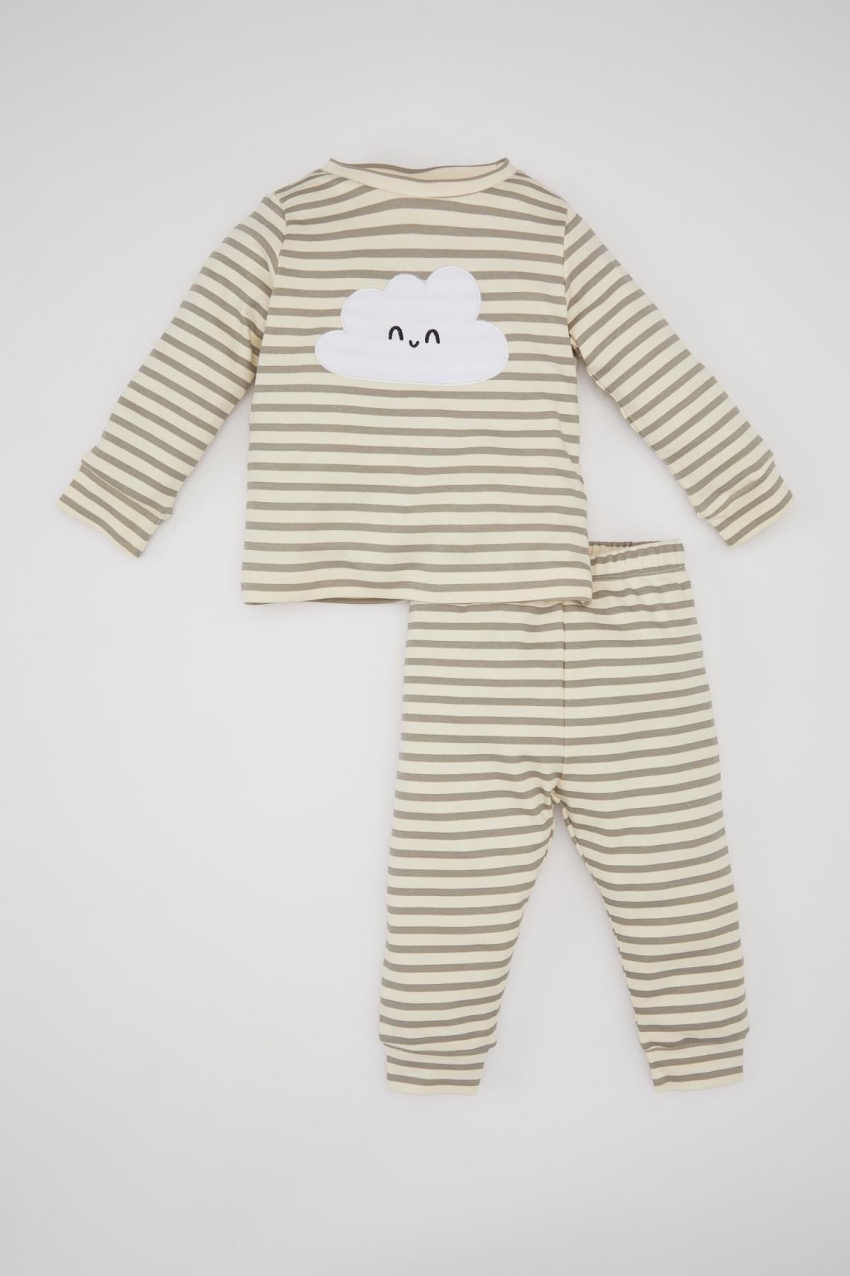 Defacto Erkek Bebek Çizgili Uzun Kollu Pijama Takımı B8788A524SP