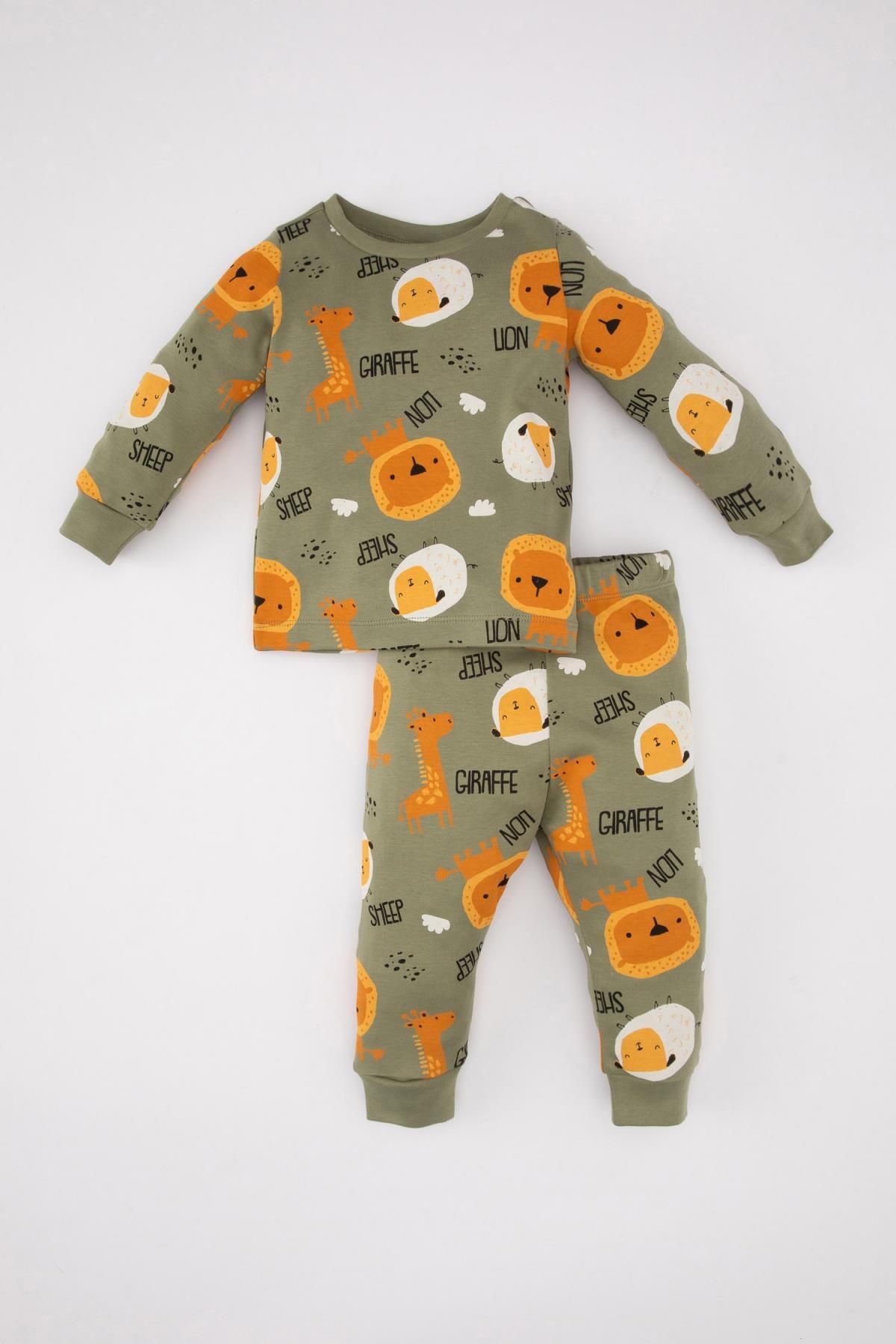 Defacto Erkek Bebek Desenli Uzun Kollu Pijama Takımı B8781A524SP