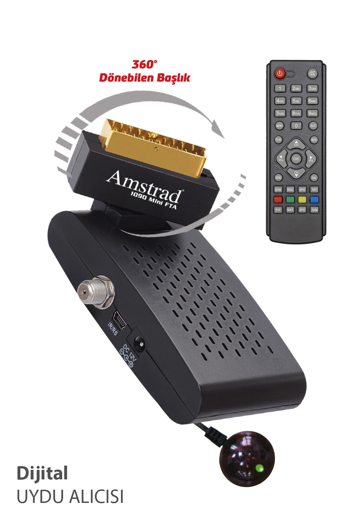 Amstrad 1090 Mini Fta - Tak Kullan Dijital Uydu Alıcısı - ( Kanallar Yüklü - Tüplü Televizyonlara Uyumlu )