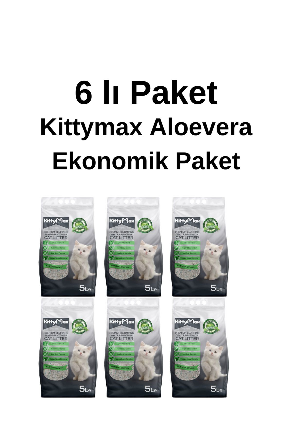 Kittymax Premium Bentonit Kedi Kumu 5 Lt Aloevera 6 Lı Paket
