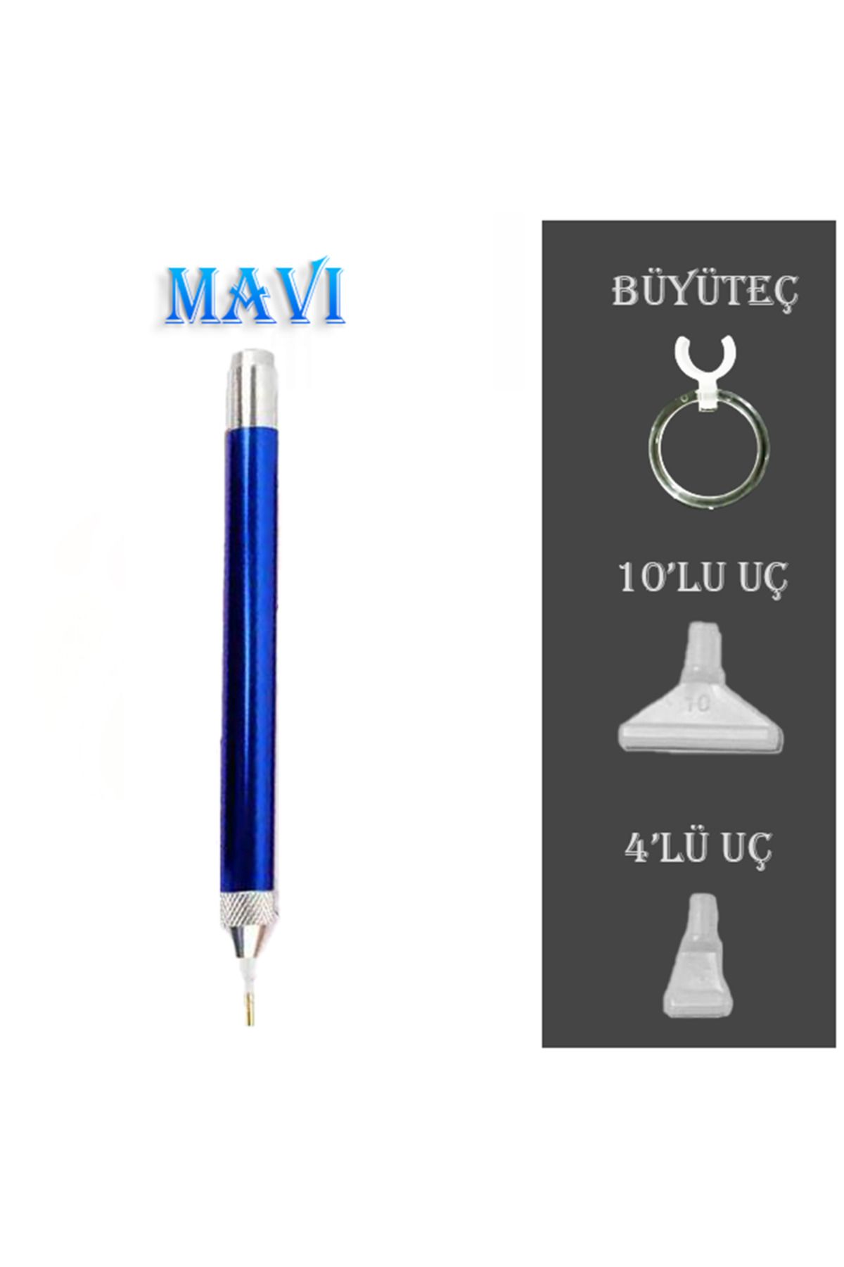 MOVAS Sanat Işıklı Kalem - Mavi - Büyüteç Ve 4'lü-10'lu Uçlar | E2020ak10