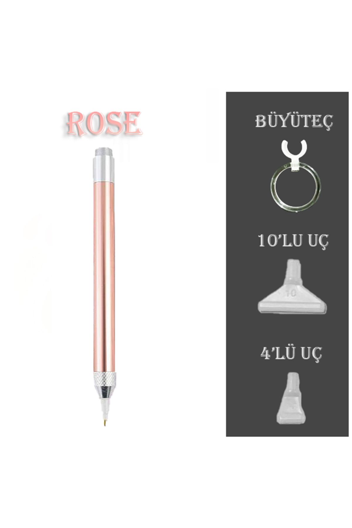MOVAS Sanat Işıklı Kalem - Rose - Büyüteç Ve 4'lü-10'lu Uçlar | E2020ak7