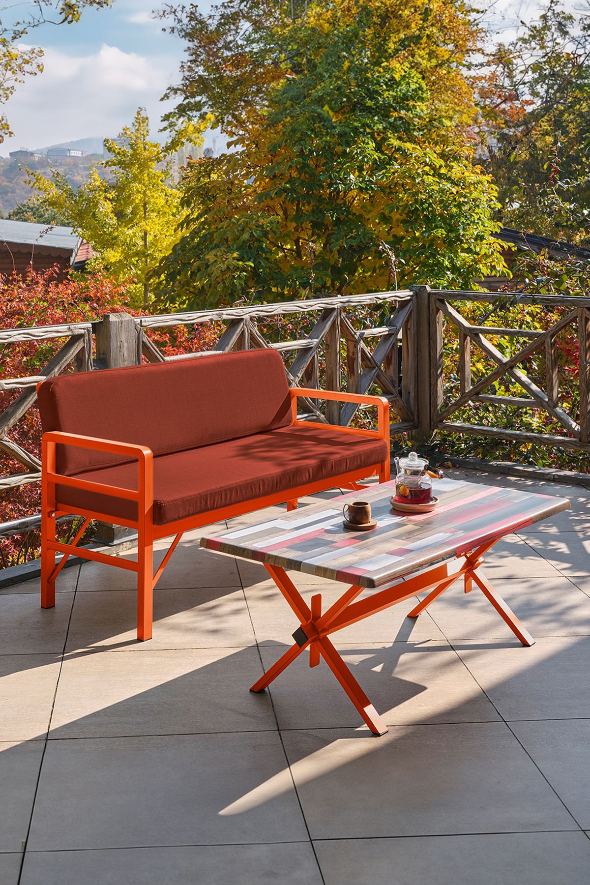 Unimet Katlanır Balkon&teras Bahçe Koltuk Turuncu-kiremit