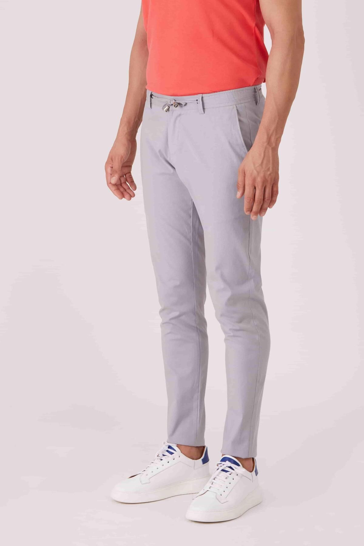 Dufy Gri Erkek Slim Fit Düz Pantolon - 87216