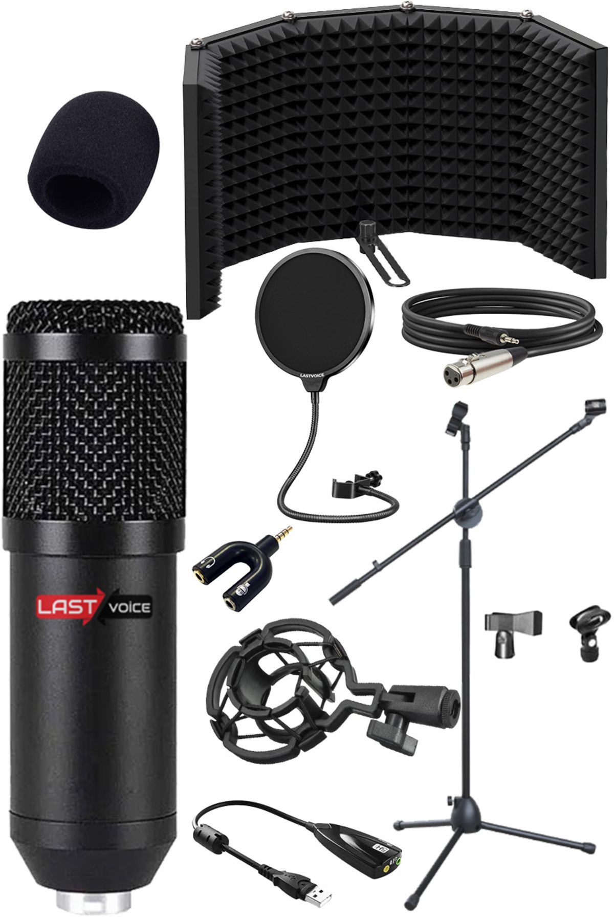 Lastvoice Bm800pf Mikrofon Yalıtım Paneli Stand Filtre Shock Mount set