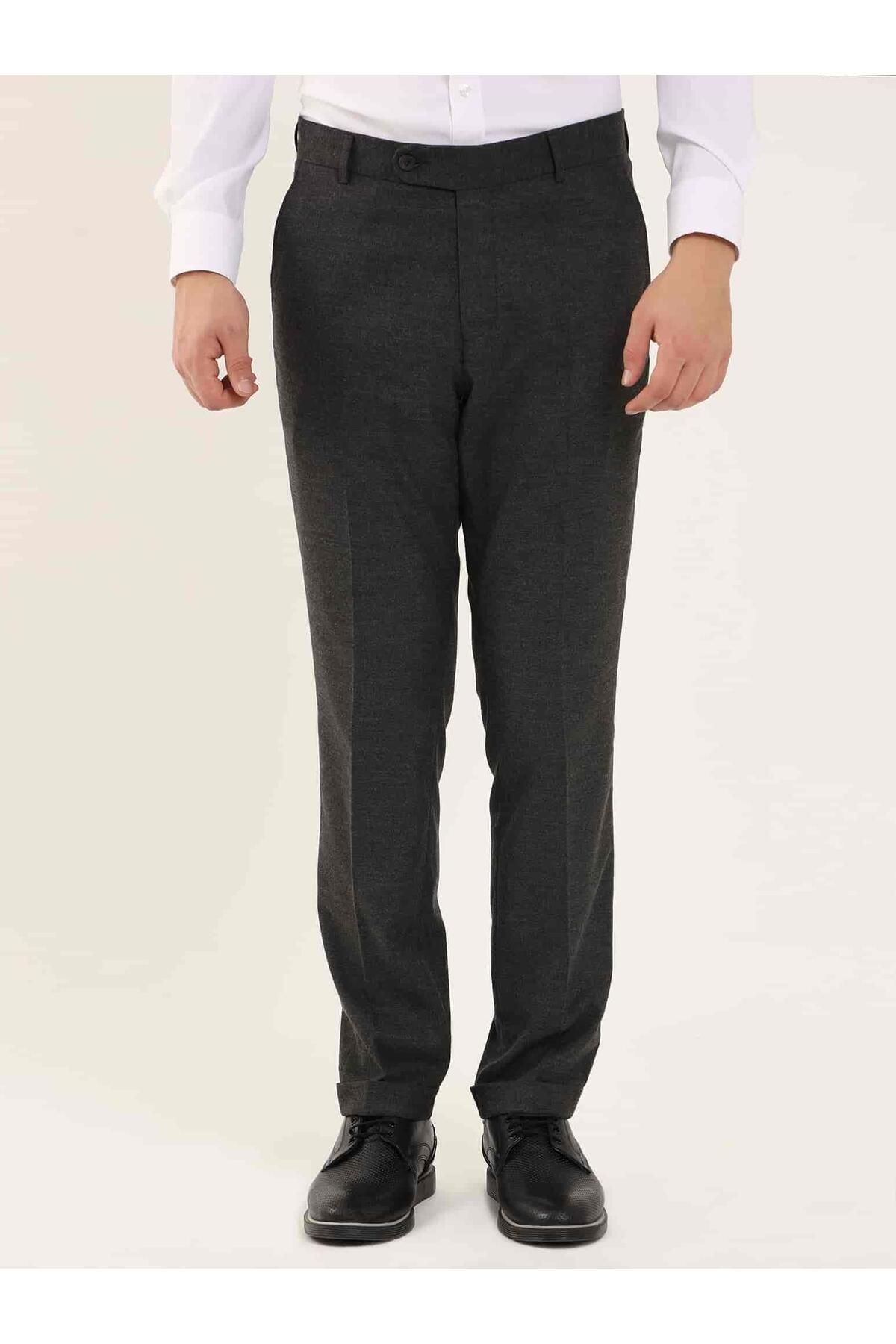 Dufy Koyu Gri Erkek Regular Fit Düz Klasik Pantolon - 97753