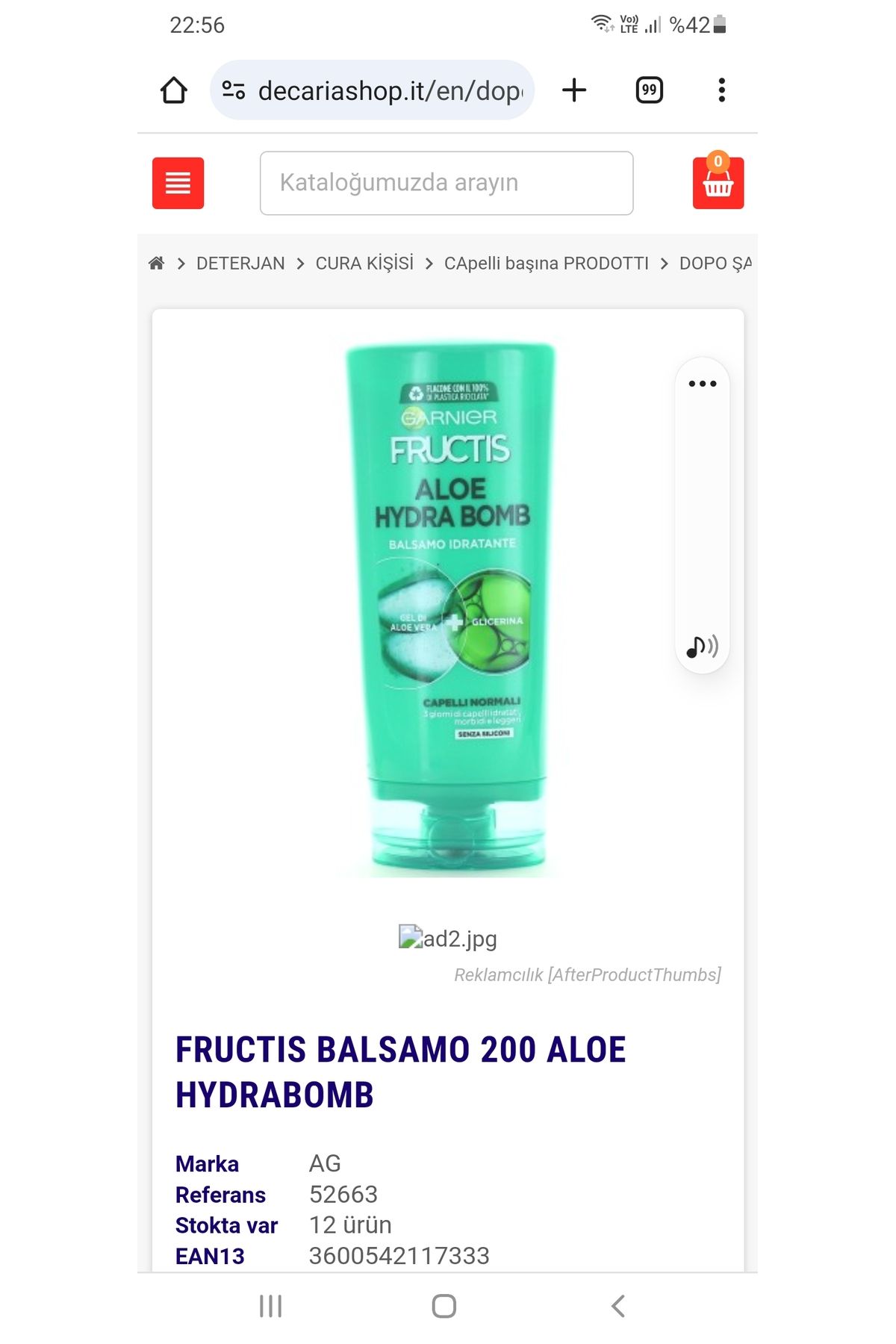 Garnier Saç Kremi Fructis Aloe Vera Hydra Bomb, Normal, Nemli ve Açık Saçlar için, 200 ml