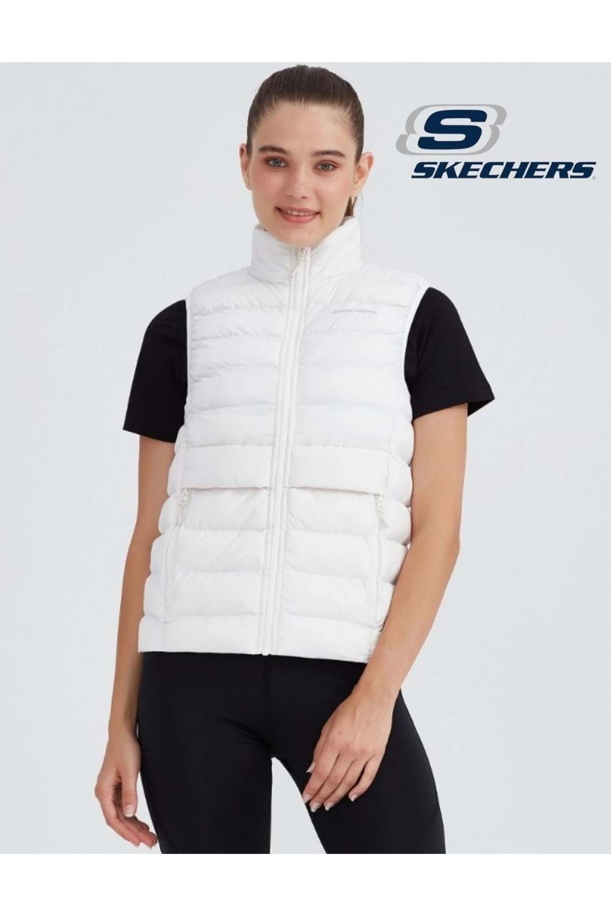 Skechers W Outerwear Padded Vest S231239-001 Kadın Yelek BEYAZ