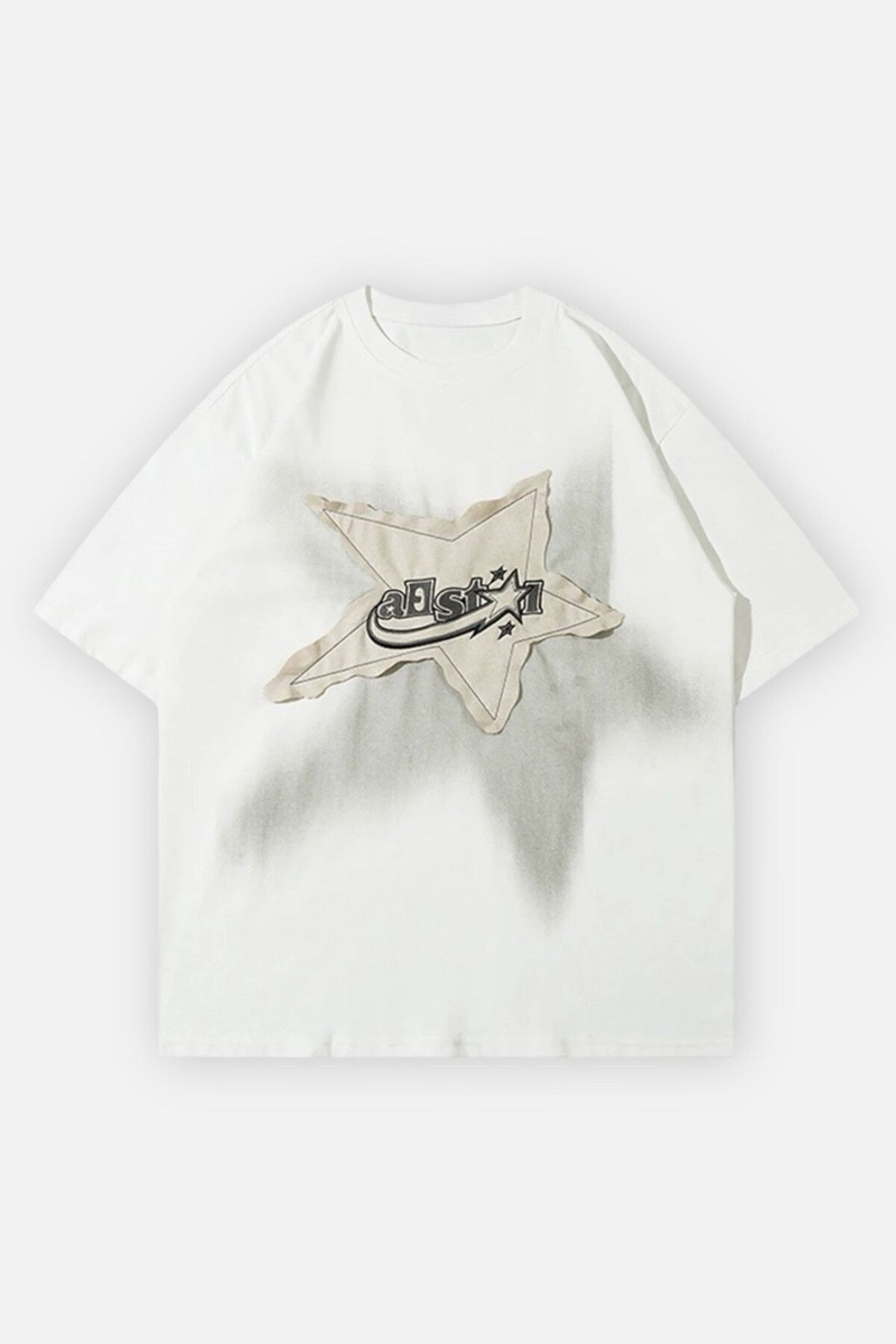 Ef Butik Beyaz Y2K Star Patch T-Shirt