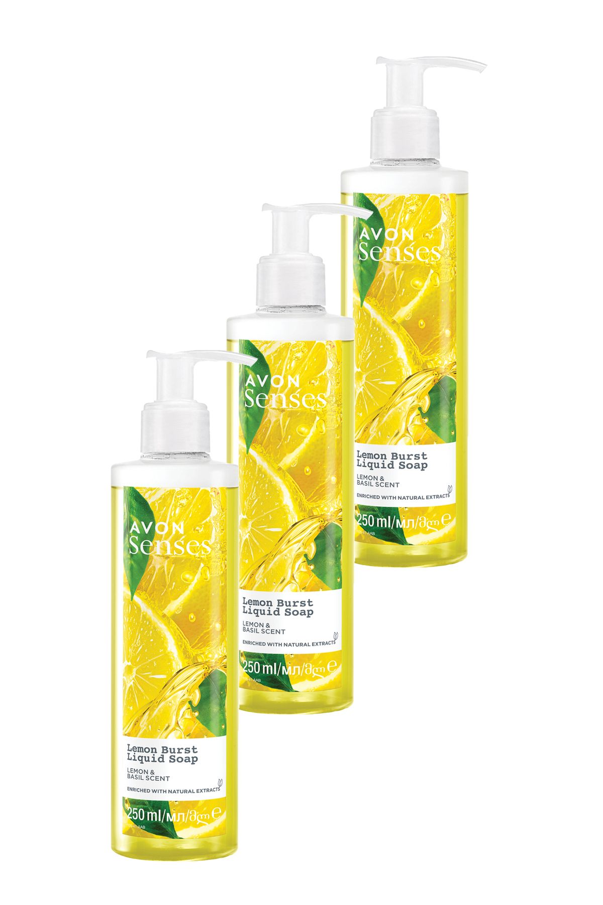 Avon Senses Lemon Burst Limon ve Reyhan Kokulu Sıvı Sabun 250 Ml. Üçlü Set