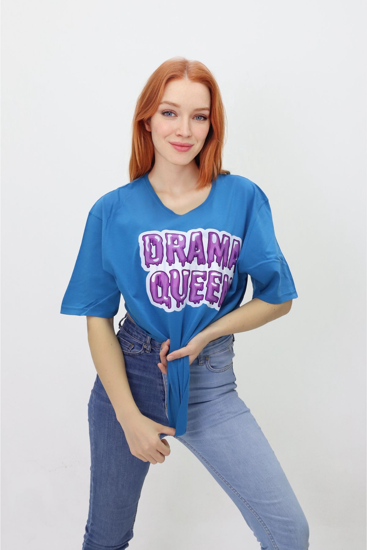 GetCrazy drama queen baskılı oversize t-shirt-unisex