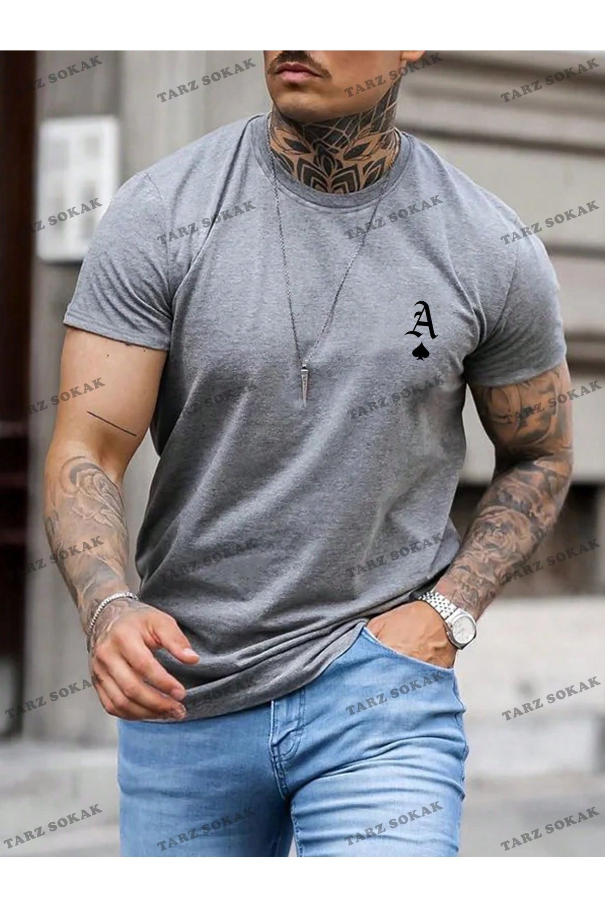 Tarzsokak KOD Trend Homme Erkek Oyun Kartı Baskılı Tişört