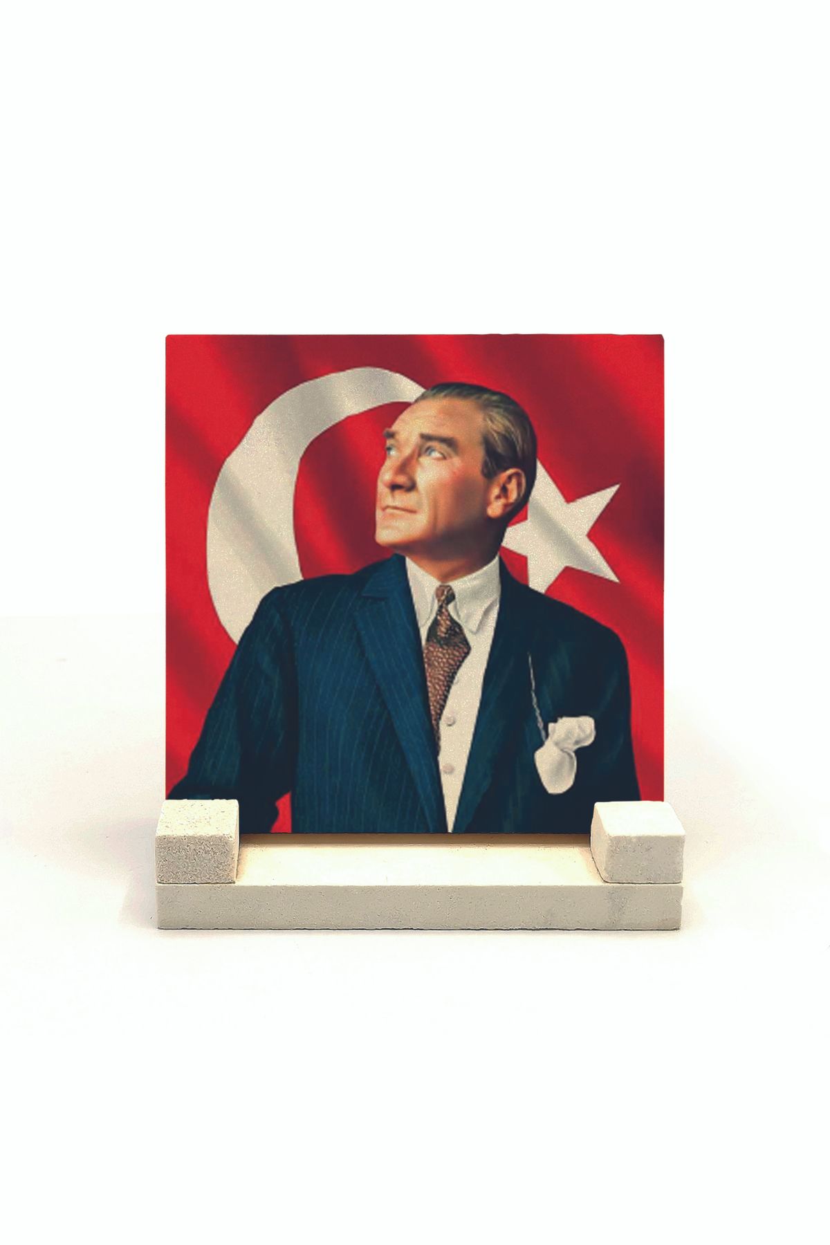 Sadrazam Atatürk Baskılı Doğaltaş Masaüstlük 10x10 Krt-99