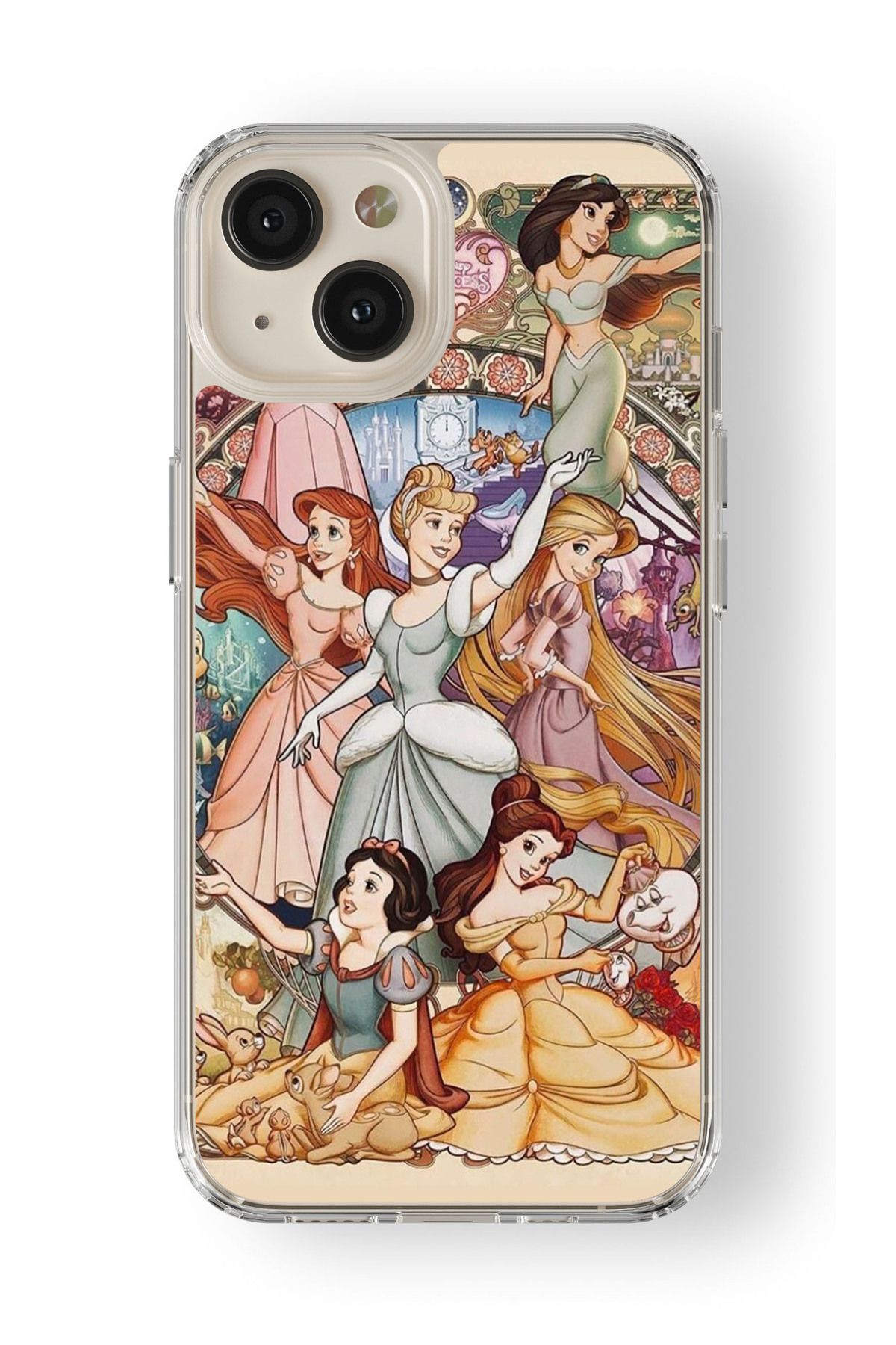 Multitronic Iphone 13 Uyumlu Disney Princess Tasarım Baskılı Şeffaf Kılıf
