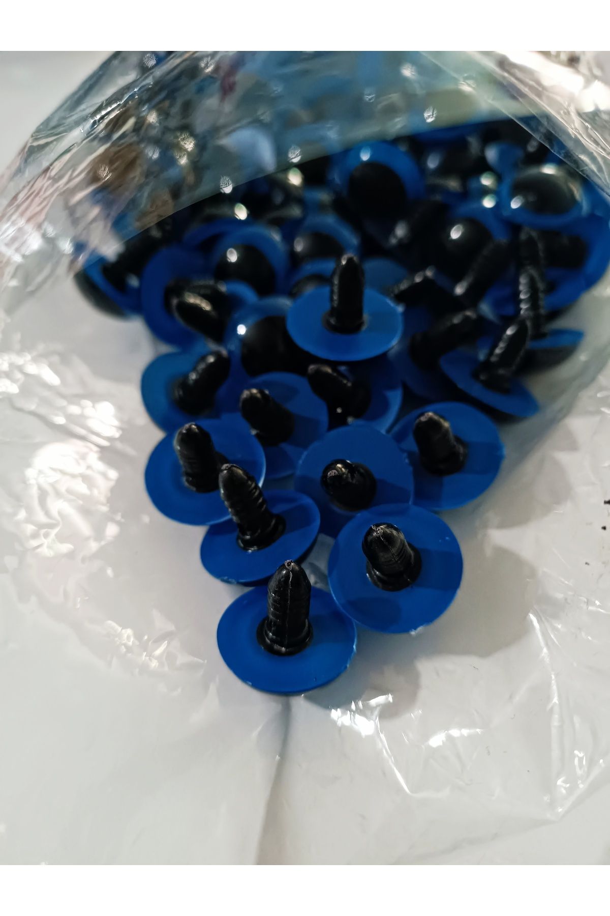 TREND Amigurumi 20 Mm Vidalı Renkli  Göz - Mavi - 10 Adet (5 Çift) Kilitli Göz