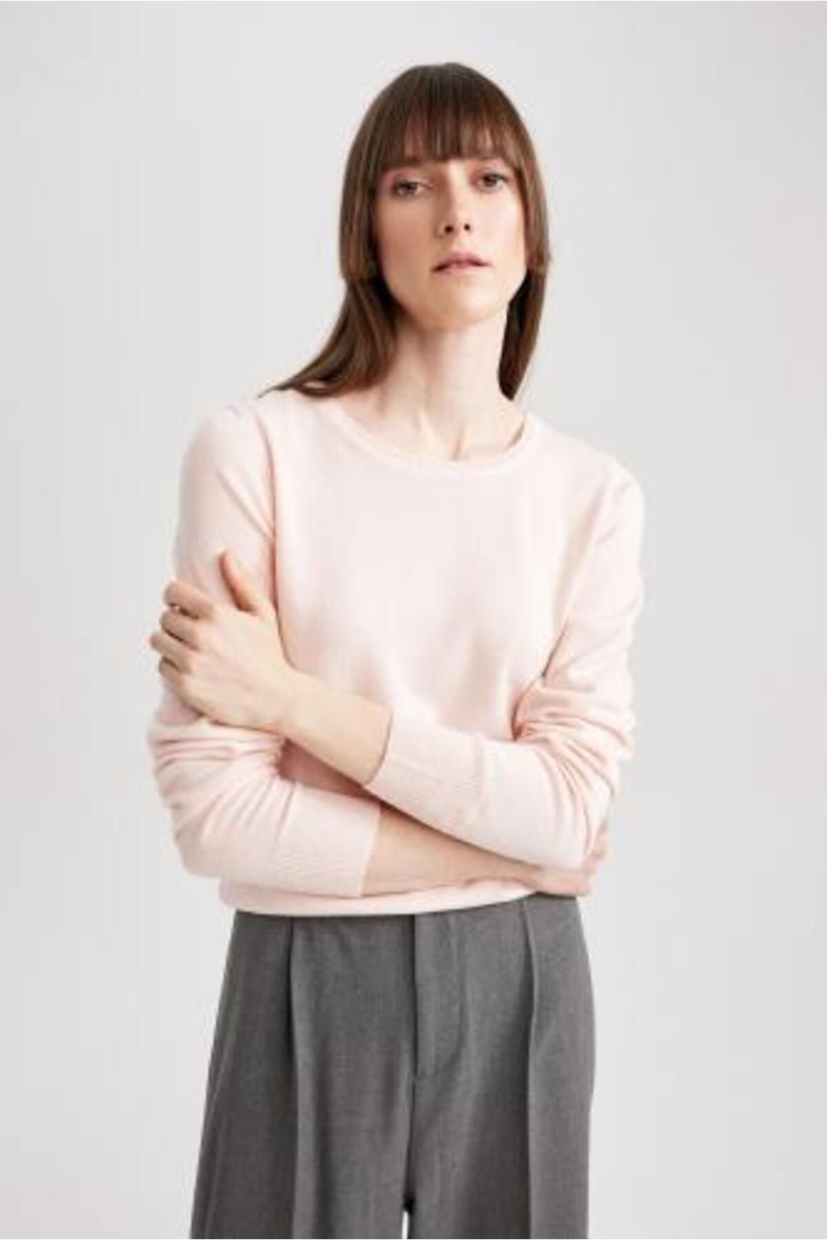 Defacto Regular Fit Bisiklet Yaka Yumuşak Dokulu Basic Düz Triko Kazak F7091az23wn