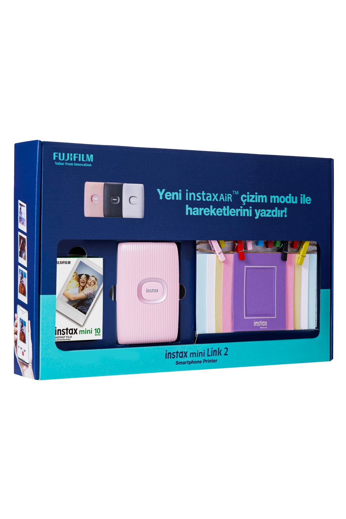 Fujifilm Instax Mini Link 2 Pembe Akıllı Telefon Yazıcısı Bundle Box