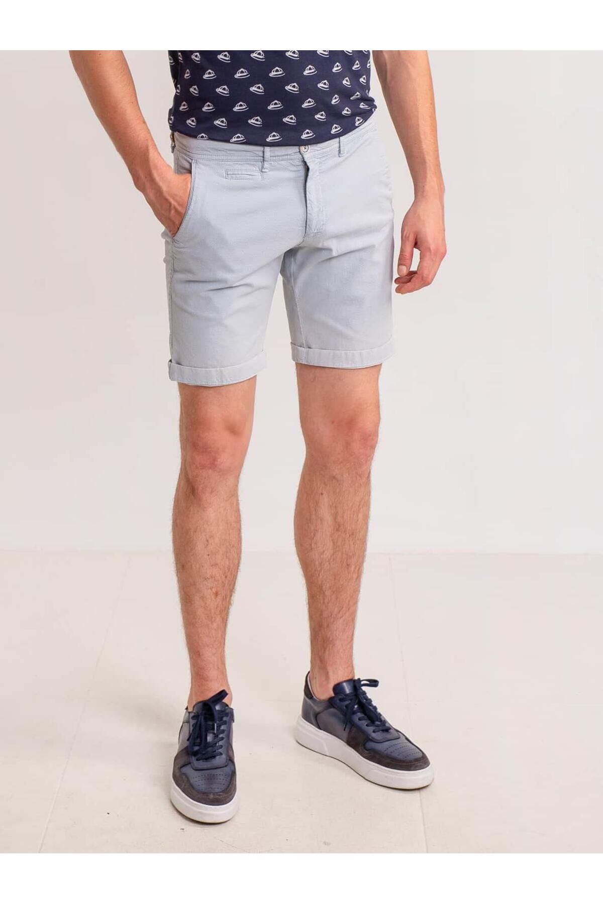 Dufy Mavi Erkek Slim Fit Düz Casual Short - 41246