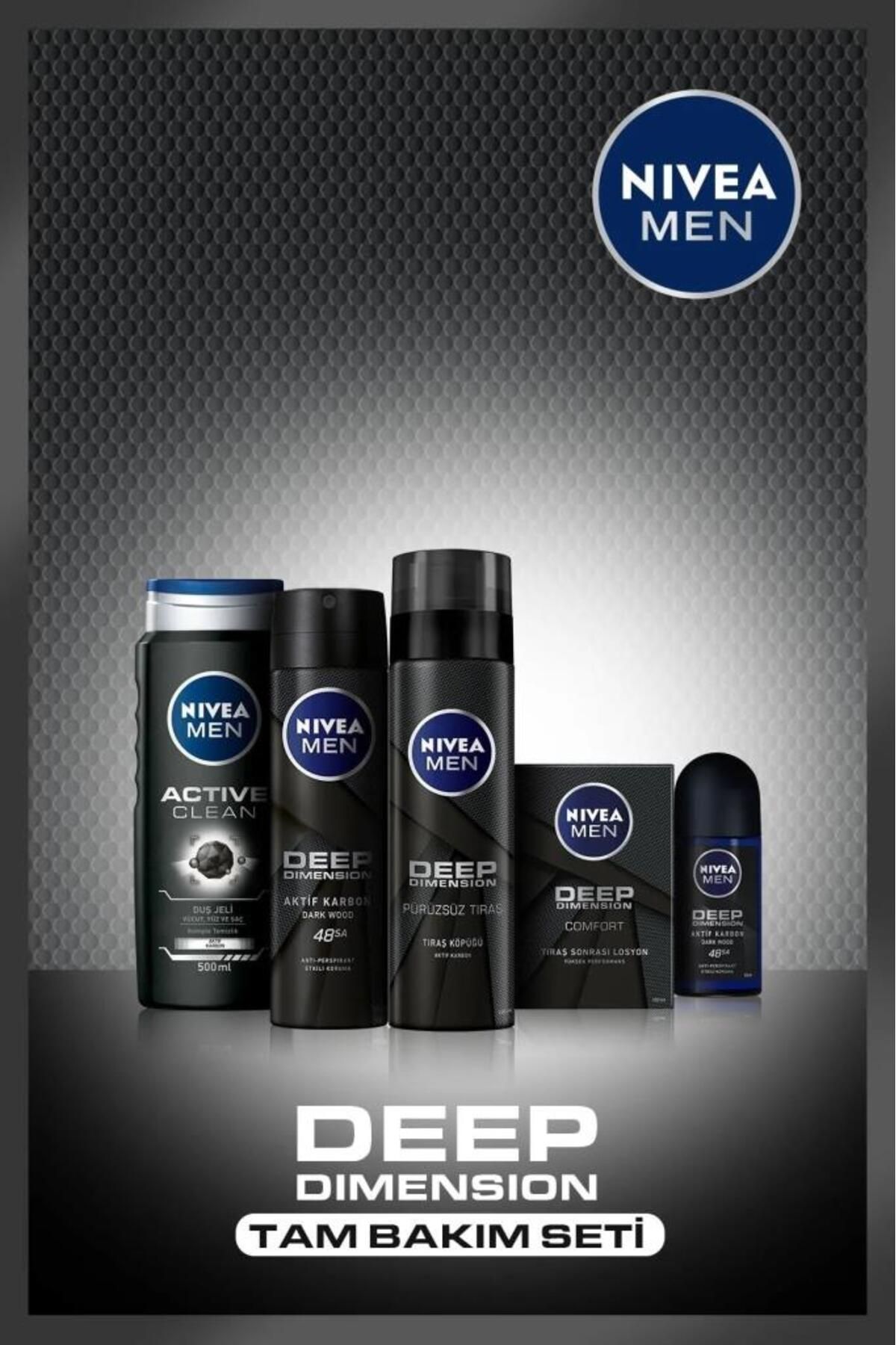 NIVEA Men Deep Dimension Damat Çeyiz Erkek Bakım Seti Duş Jeli,tıraş Seti Ve Deodorant 150ml