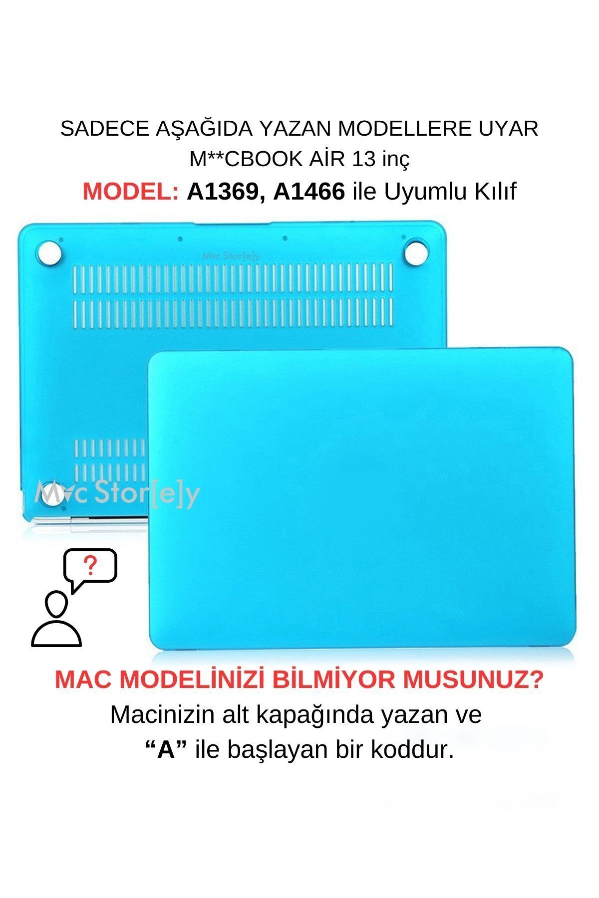 Mcstorey Macbook Air Kılıf 13inç (ESKİ USB'Lİ MODEL 2010-2017) A1369 A1466 Ile Uyumlu Mat