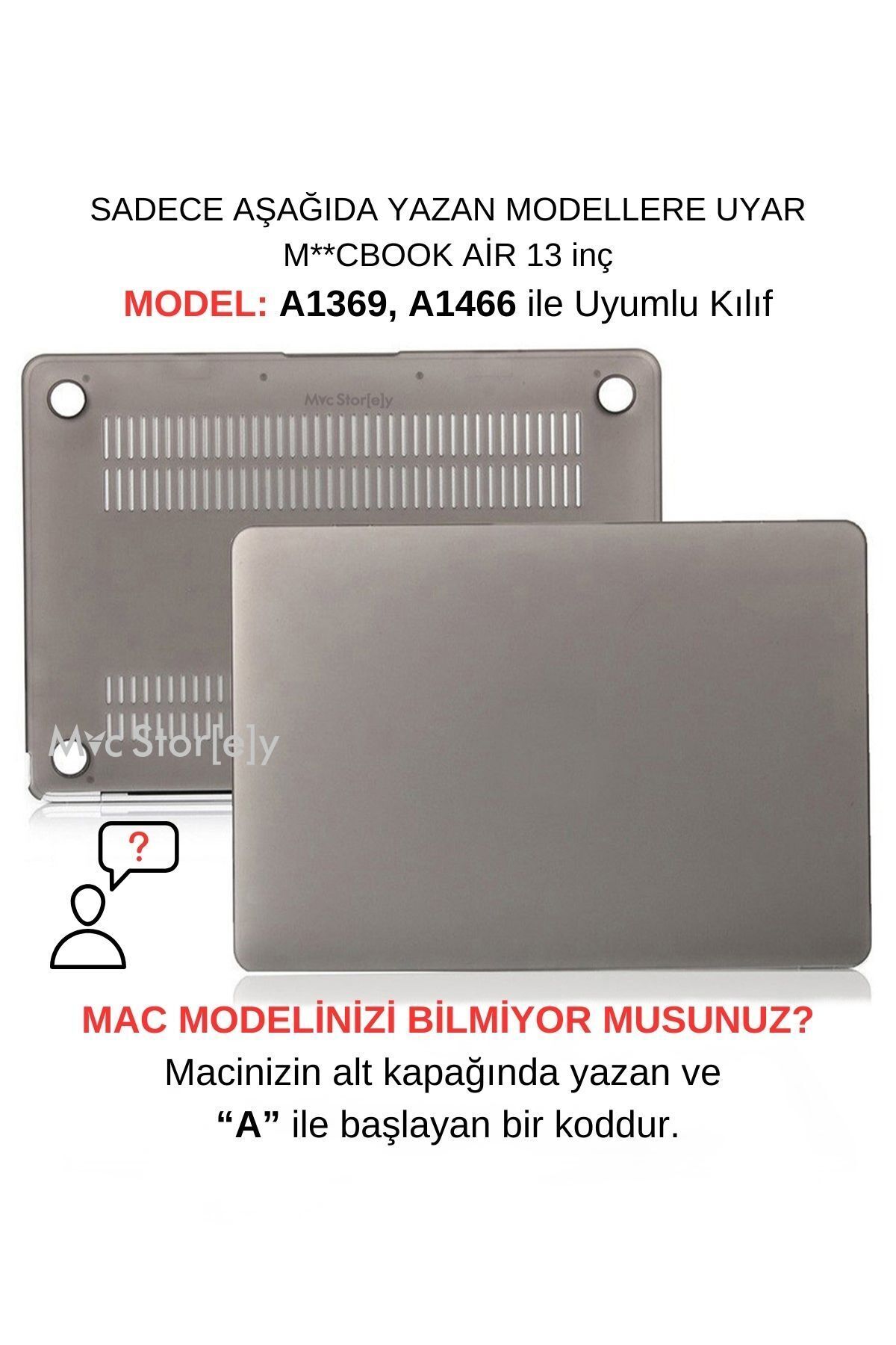Mcstorey Macbook Air Kılıf 13inç (ESKİ USB'Lİ MODEL 2010-2017) A1369 A1466 Ile Uyumlu Mat