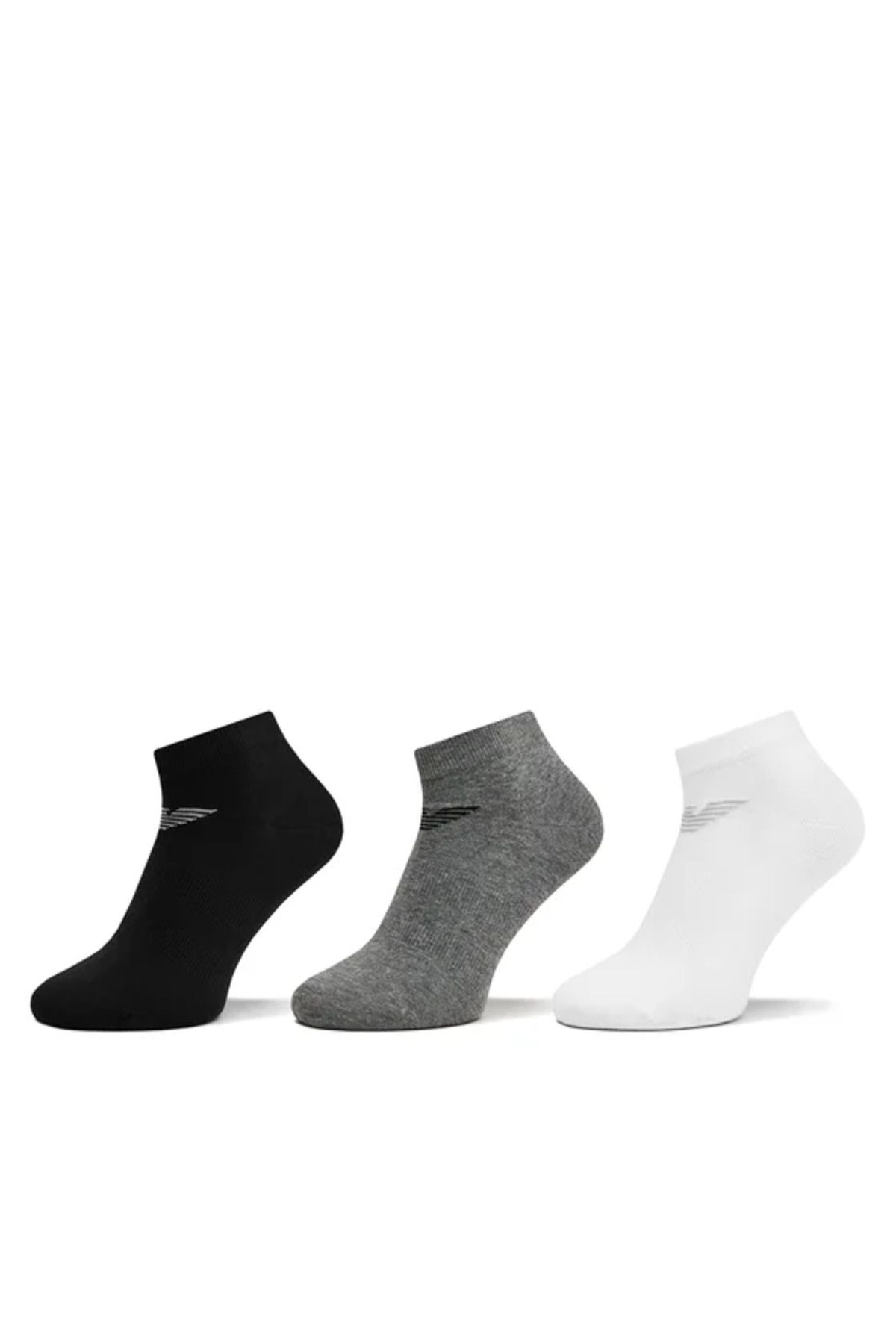 Emporio Armani Erkek Marka Logo Detaylı 3'lü Basic Siyah Çorap 300048 4R234-35521