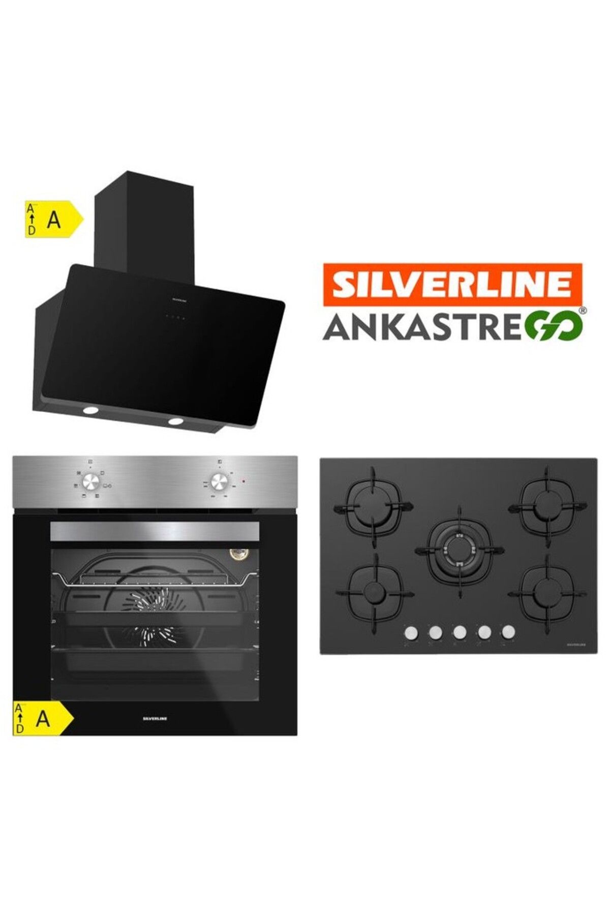 Silverline Inox Siyah Ankastre Set 5 Yıl Garanti (3457 Soho 60+cs5364b01+bo6501x01)