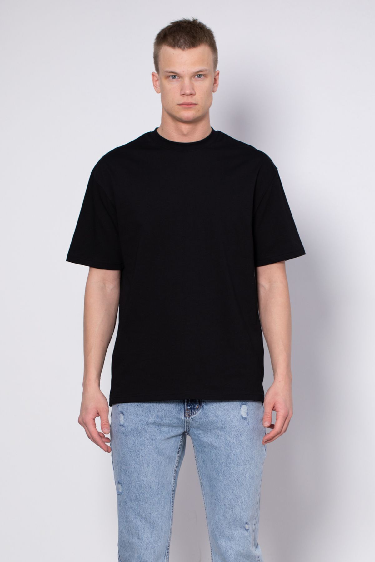 BARRELS AND OIL Büyük Beden Basic T-Shirt - Siyah