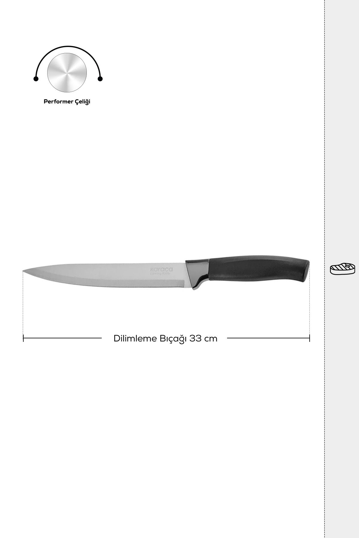 Karaca Helios Black Dilimleme Bıçağı 33 cm