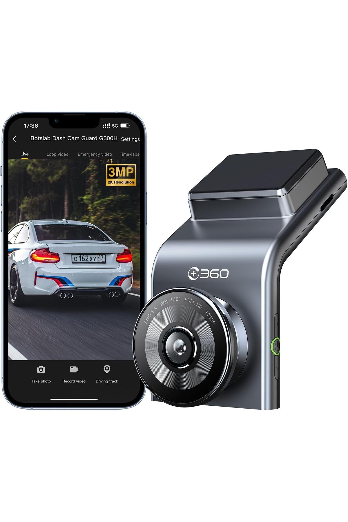 Botslab Araç İçi Kamera - Renkli Gece Görüşü ve Dahili WiFi GPS ile Güvenli Sürüş Deneyimi